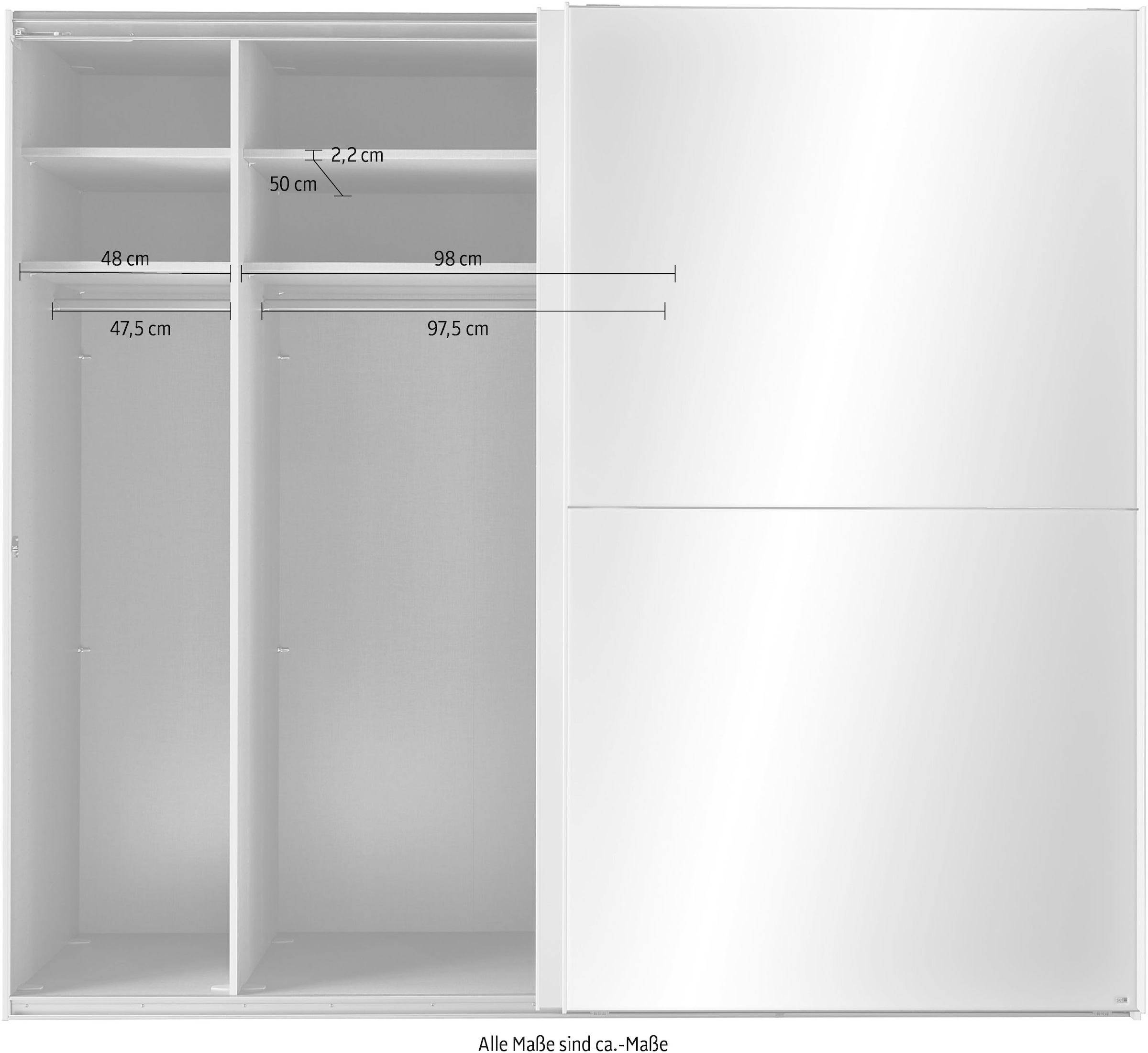 set one by Musterring Schwebetürenschrank »Henderson«, mit Spiegel, inkl. Fachböden und Kleiderstangen
