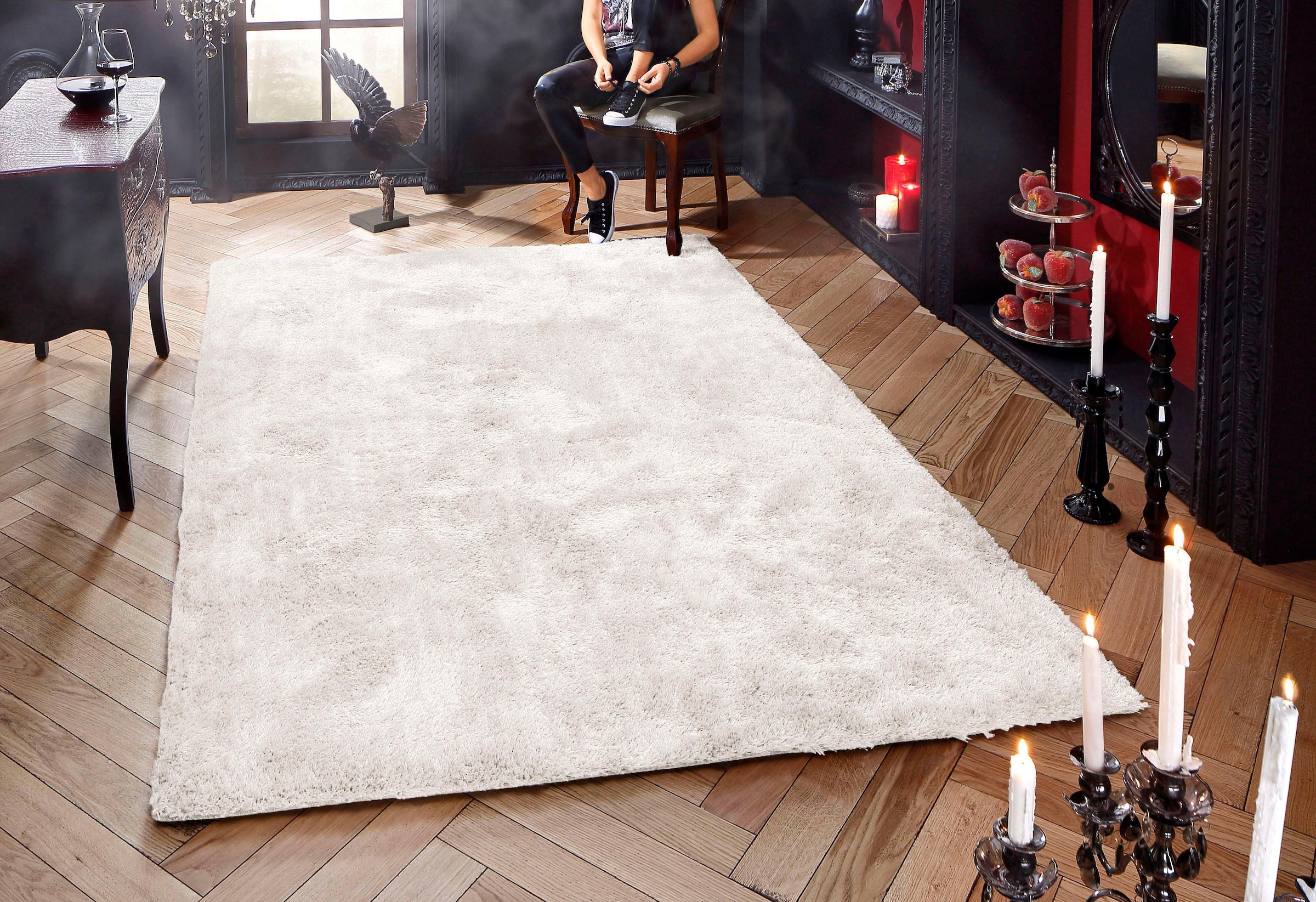 6. Bild von Bruno Banani Hochflor-Teppich »Dana Teppich, leichter Glanz«, rechteckig, uni, weich, Mikrofaser Teppiche, Wohnzimmer, Schlafzimmer, Esszimmer