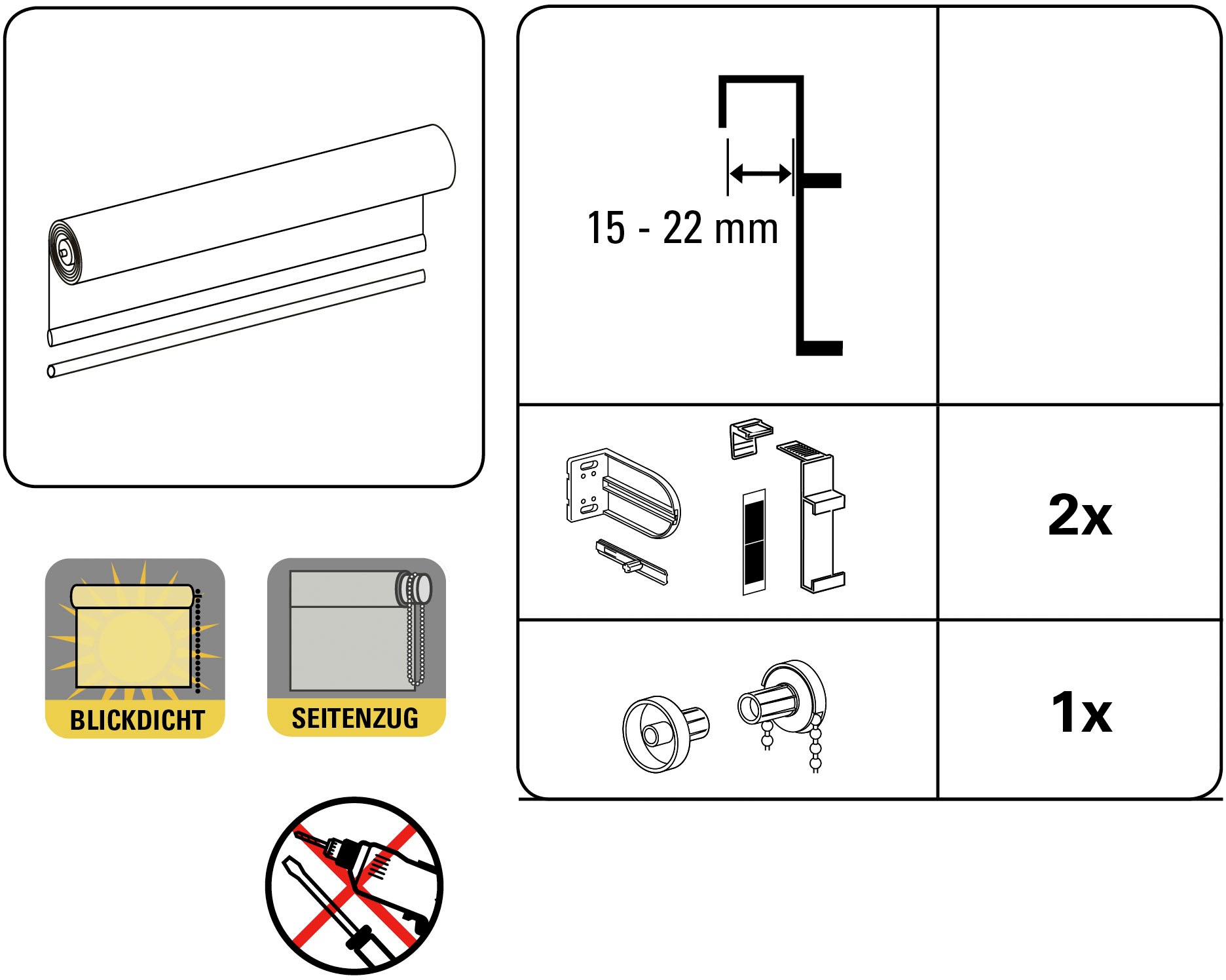 my home Seitenzugrollo »Tone«, blickdicht, Sichtschutz-Verdunkelung, mit Bohren/ohne Bohren, verspannt, Schraubmontage möglich