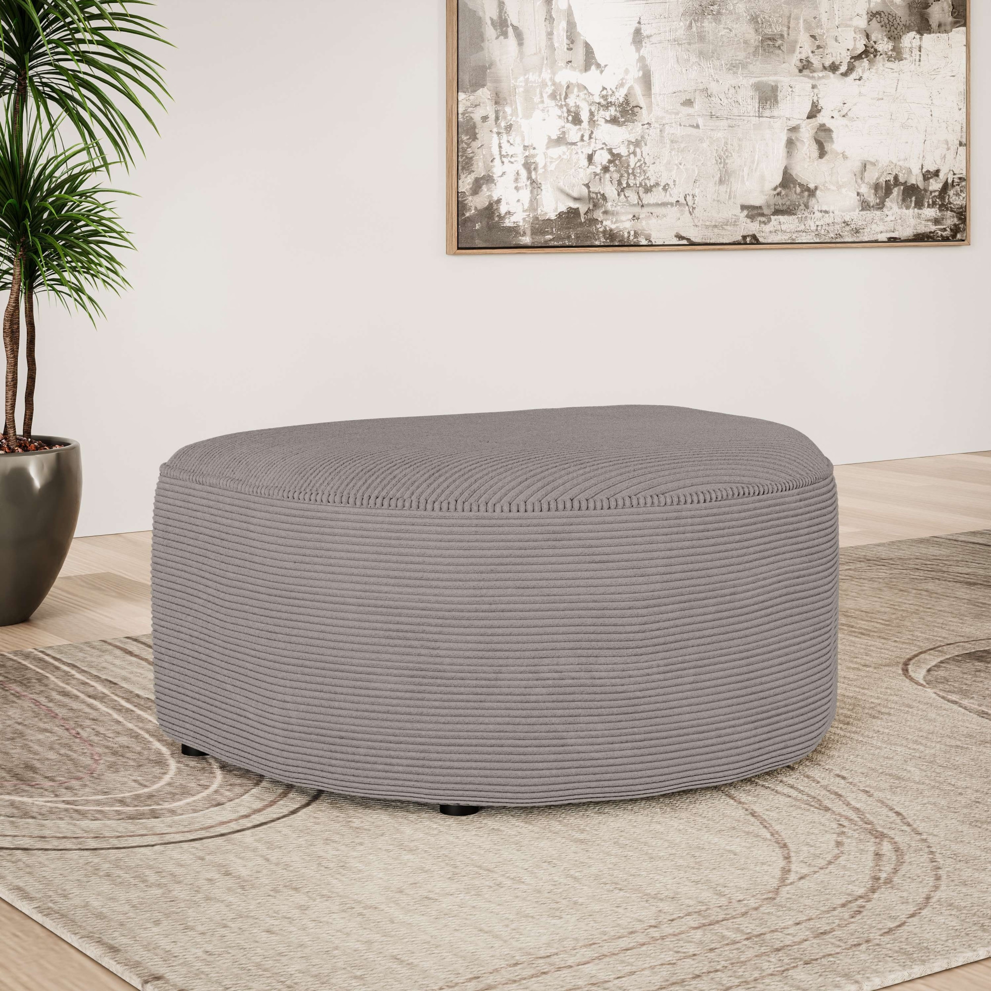 OTTO home Polsterhocker »ADELLA passed zur Serie, Maße B/T/H: 92/69/43 cm« Hocker mit Wellenunterfederung, runde Form, auch in Cord