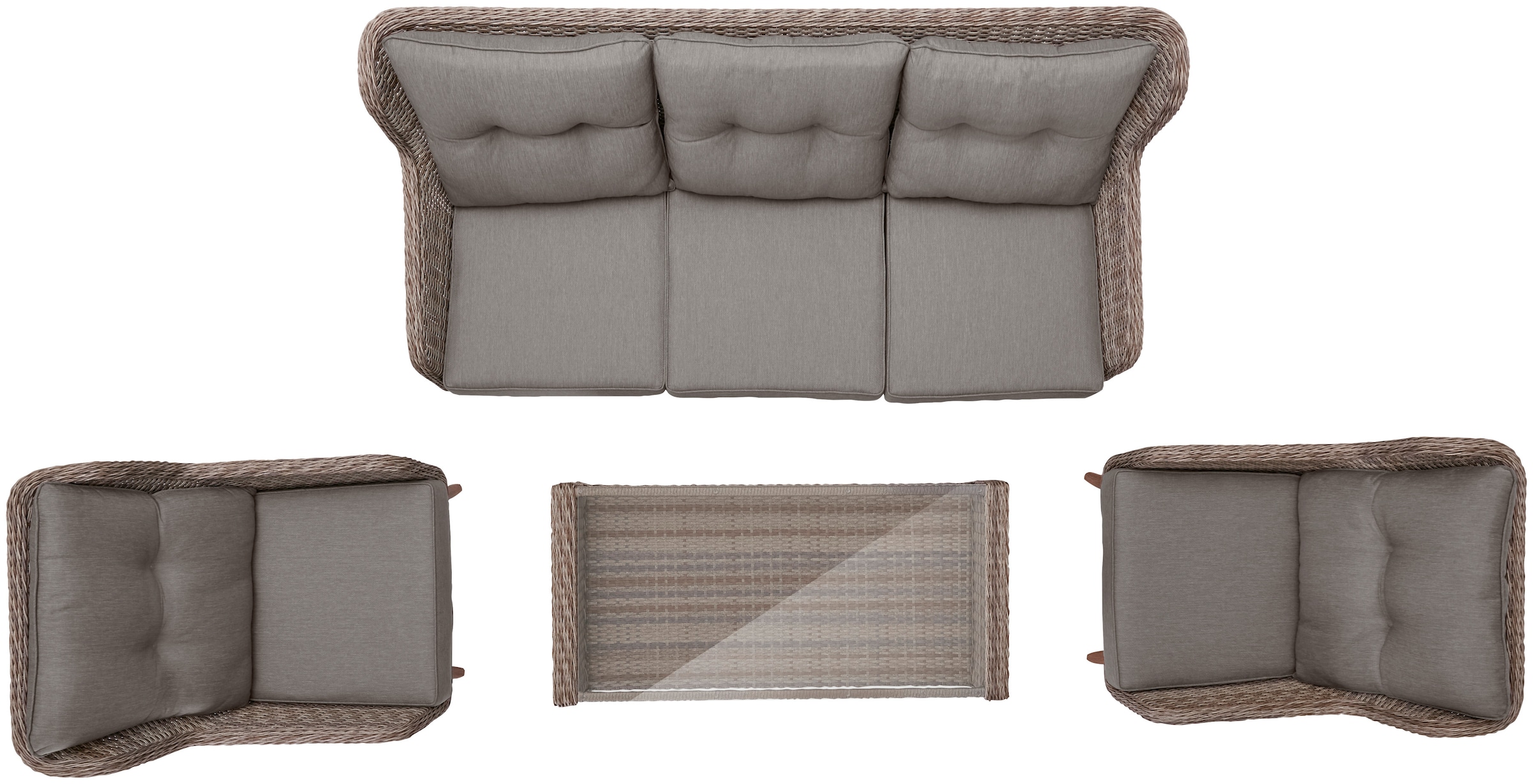 KONIFERA Gartenlounge-Set »Malibu«, (14 tlg.), 3er Sofa, 2 Sessel, Tisch, Polyrattan