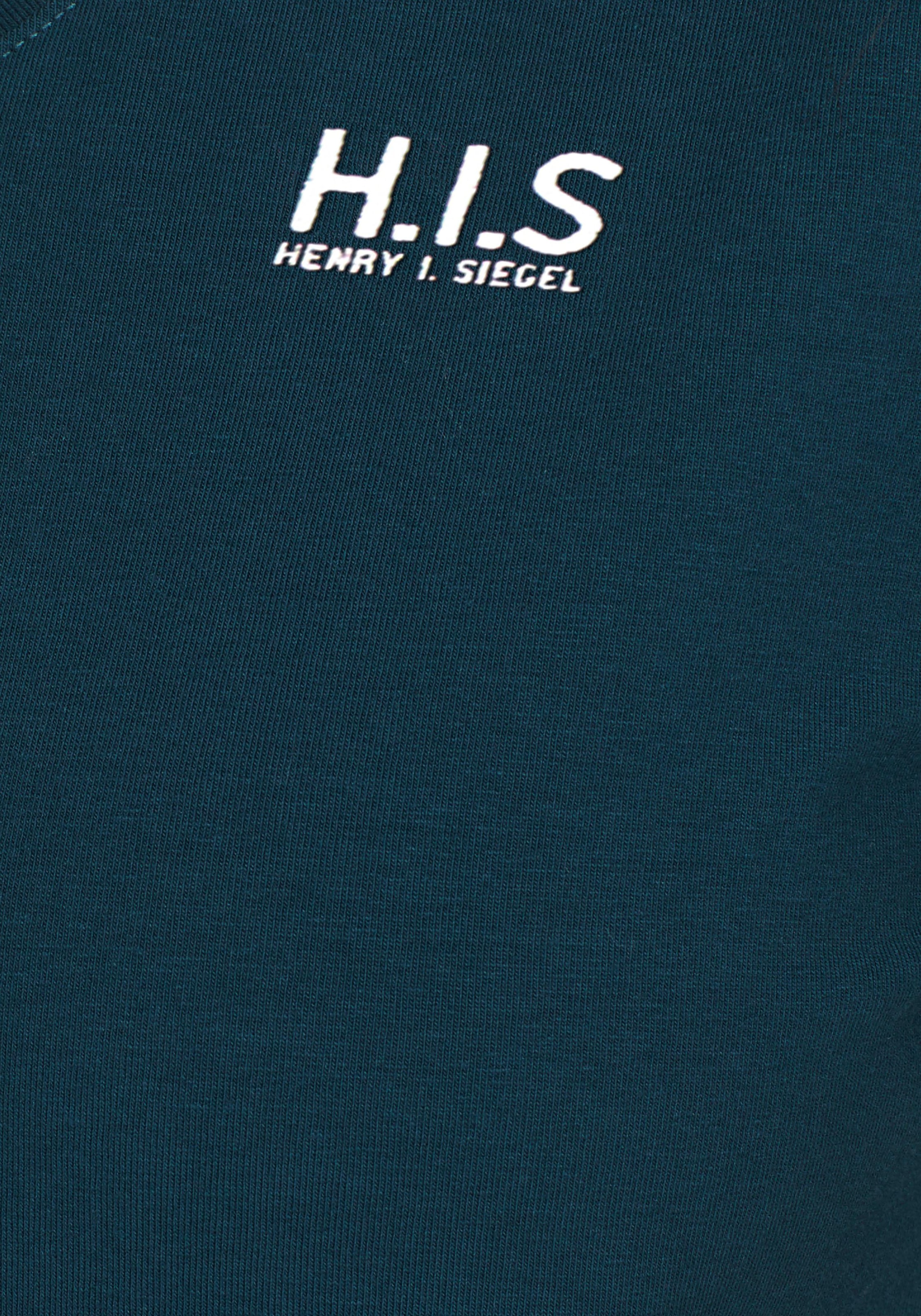 H.I.S T-Shirt, Kurzarm, figurfreundlicher Schnitt, unifarben, V-Ausschnitt