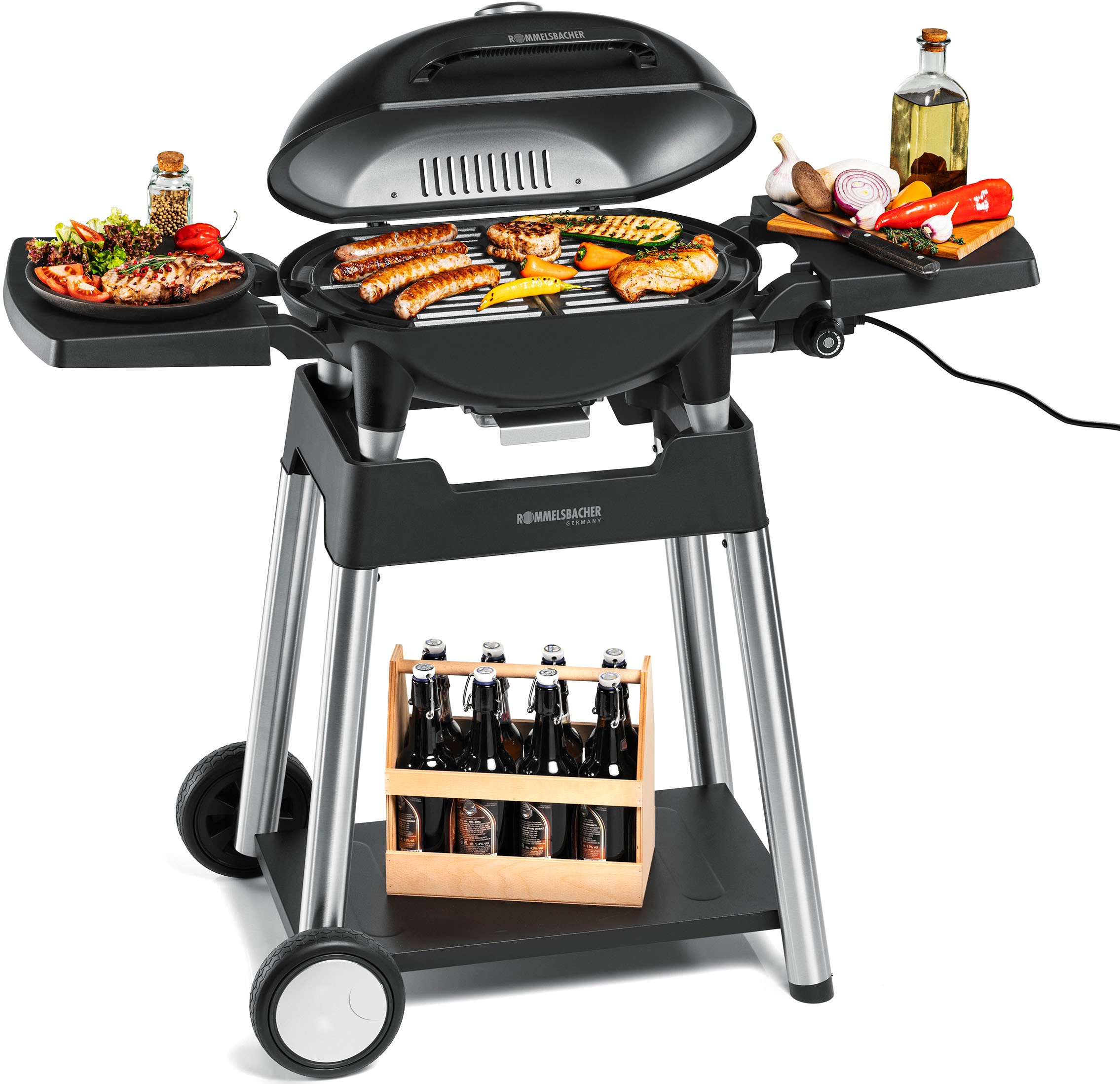 Rommelsbacher Elektrogrill »BBQ 4100/S« 2200 W BARBECUE GRILL MIT GRILLWAGE günstig online kaufen