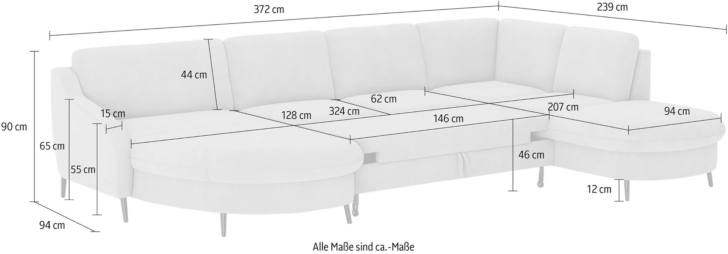 sit&more Wohnlandschaft »Soul U-Form«, wahlweise mit Bett und Bettkasten