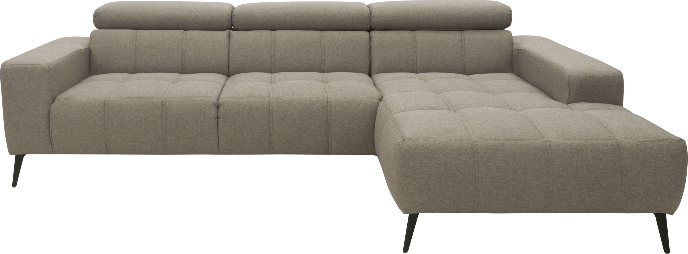 DOMO collection Ecksofa »Trento L-Form, mit Kufenfuß oder Einzelfuß«, wahlweise mit Kopfteilverstellung, Recamiere links/rechts bestellbar