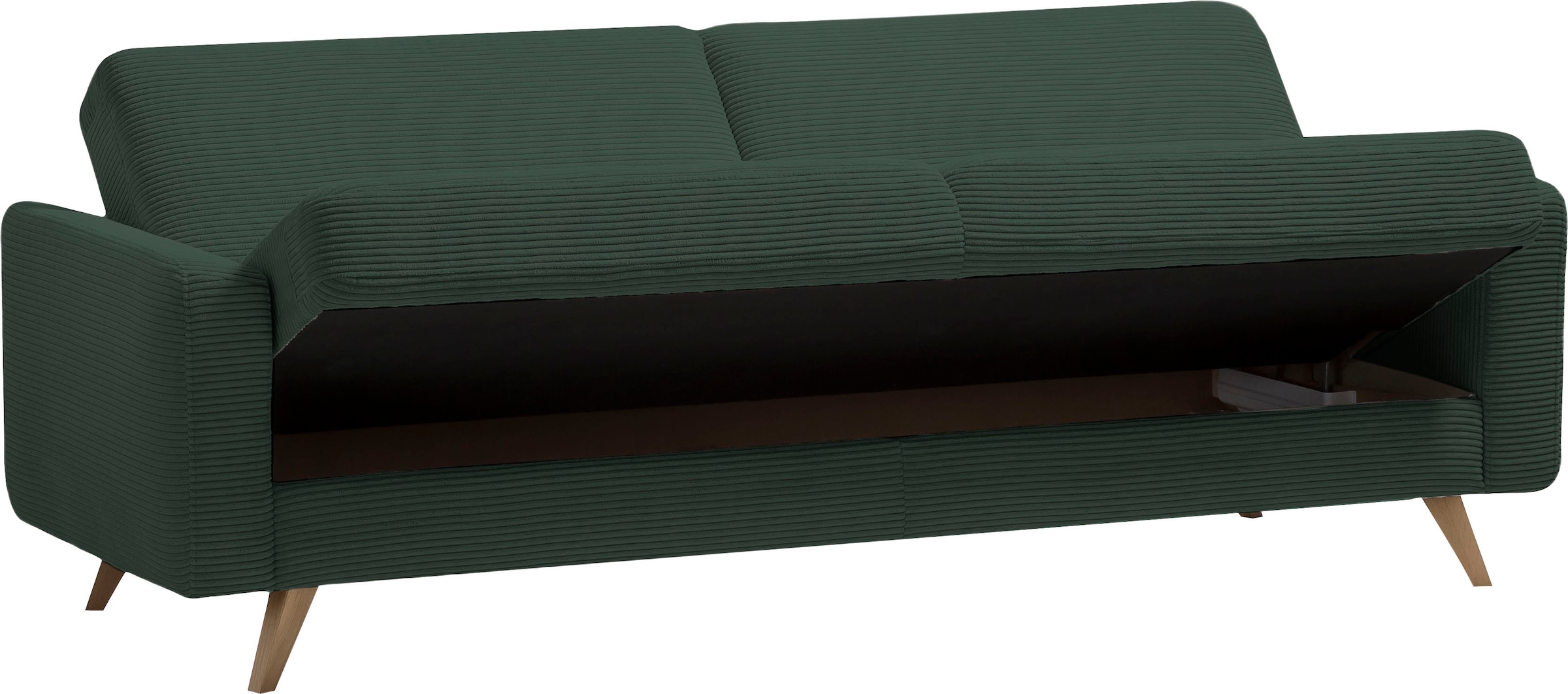 exxpo - sofa fashion 3-Sitzer »Samso, elegant und bequem, aktueller Cord Bezug, Kippcouch« hochwertige Verarbeitung, Schlafsofa inkl. Bettfunktion und Bettkasten