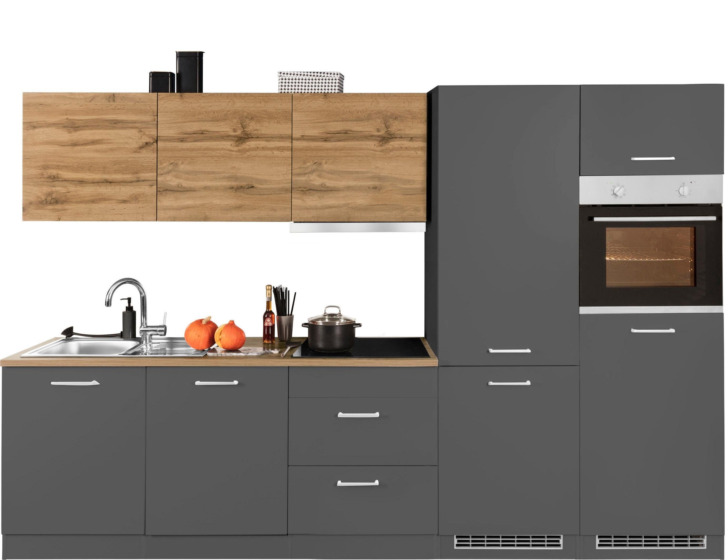 KOCHSTATION Küchenzeile "KS-Kehl", mit E-Geräten, Breite 390 cm, inkl. Kühl günstig online kaufen