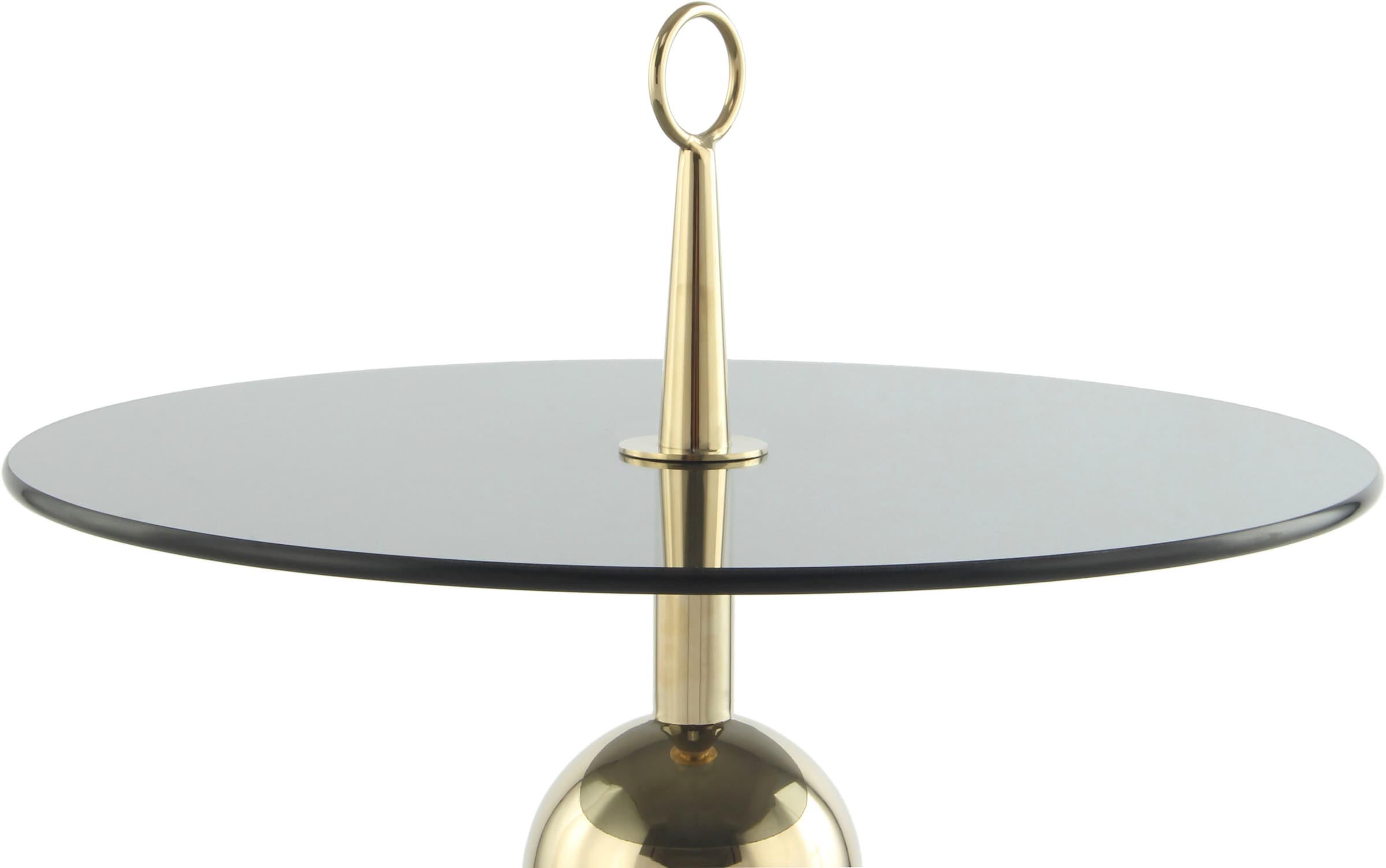 Kayoom Beistelltisch »Ontario 325, Runde Glasplatte aus Sicherheitsglas, 100% Edelstahl«, (1 St.), Minimalistisch, Gestell in Tripod-Design, mit Tragering