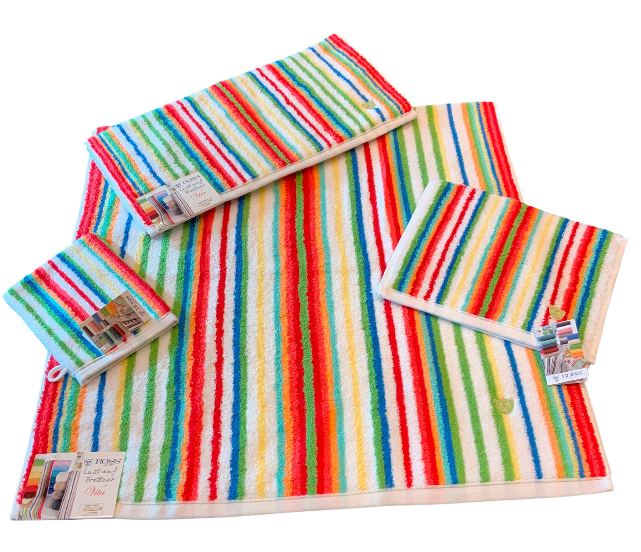 ROSS Gästehandtücher »Multicolor«, (6 St.), mit Streifen und gesticktem ROS günstig online kaufen