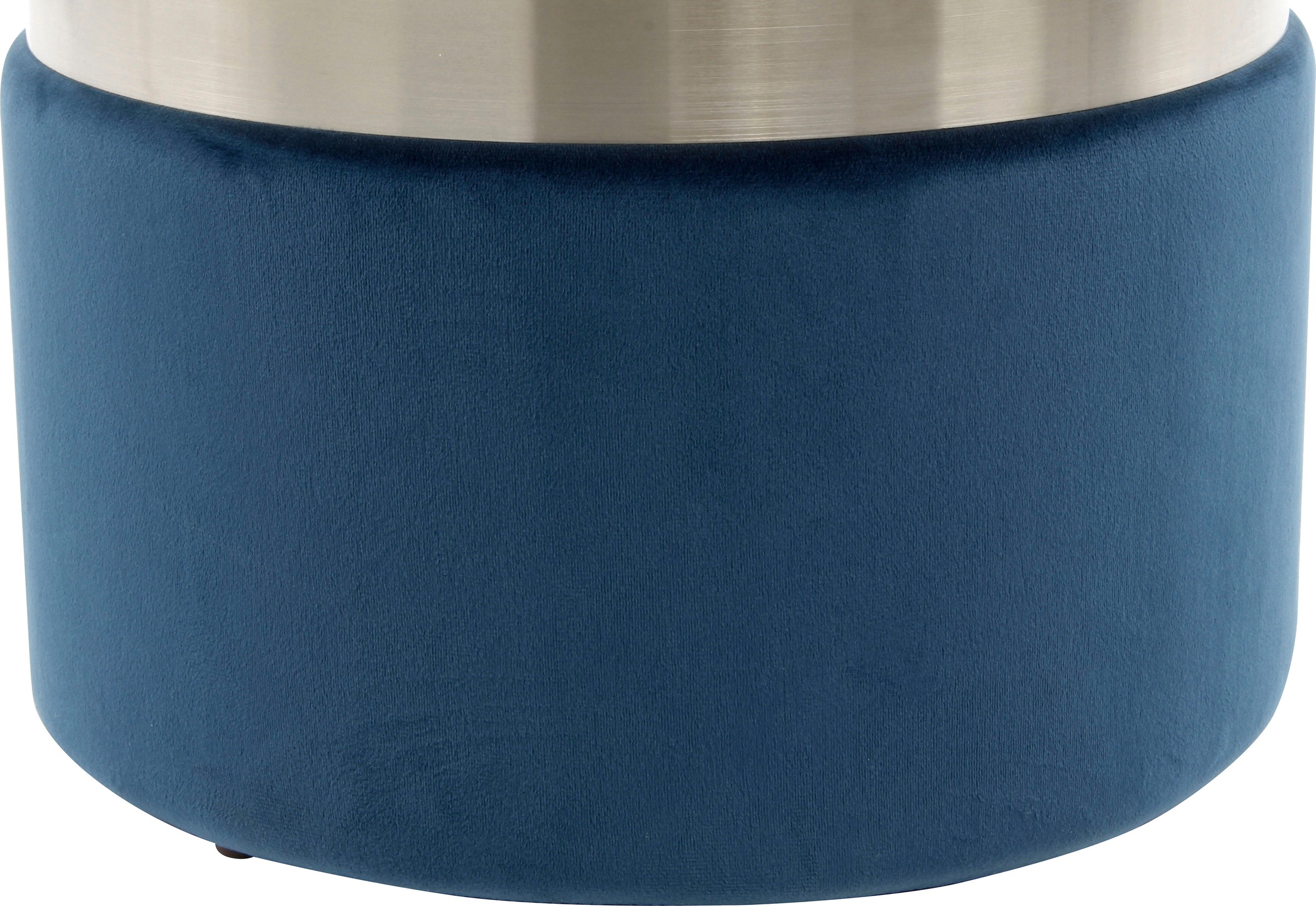 Kayoom Stauraumhocker »Hocker Zora 125 2er-Set, samtweicher Stoffbezug,runde elegante Form«, (Set, 2 St.), edles Design mit Metallring, gepolstert, mit Stauraum