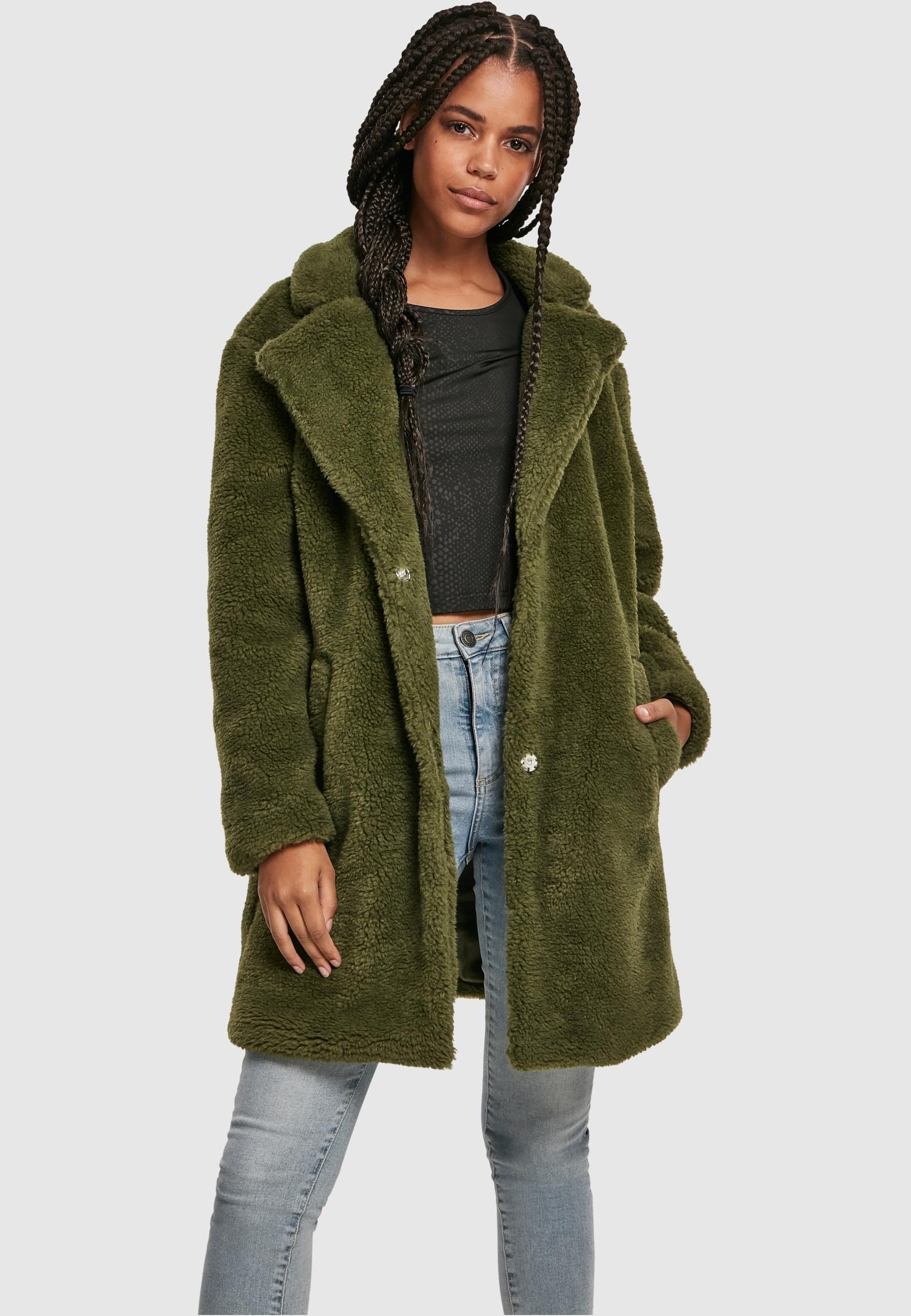 URBAN CLASSICS Parka »Urban Classics Damen Ladies Oversized Sherpa Coat« 1 Stk. tlg. ohne Kapuze