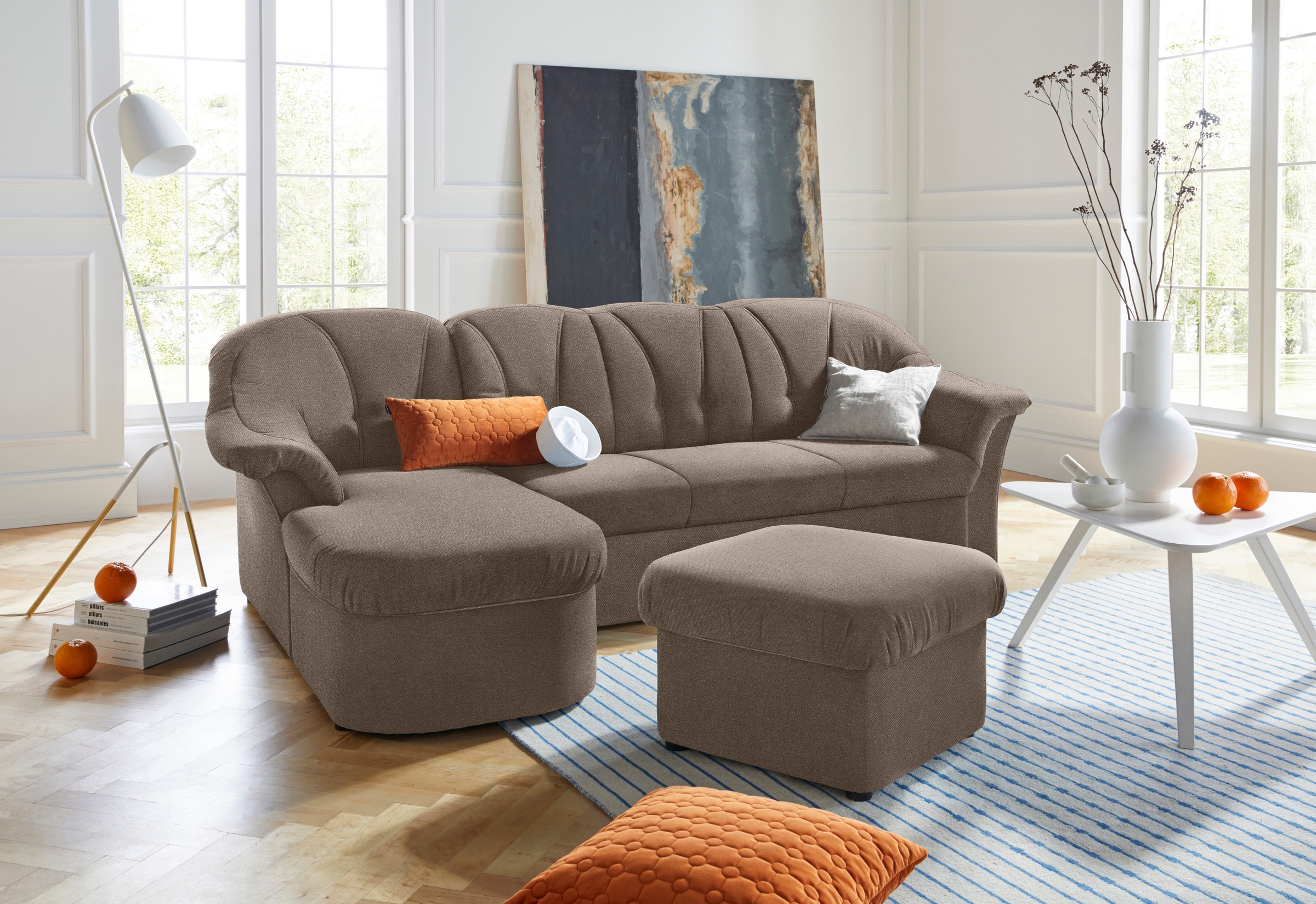 DOMO collection Ecksofa »Pegnitz, elegante Rückensteppung, komfortabel, Bre günstig online kaufen