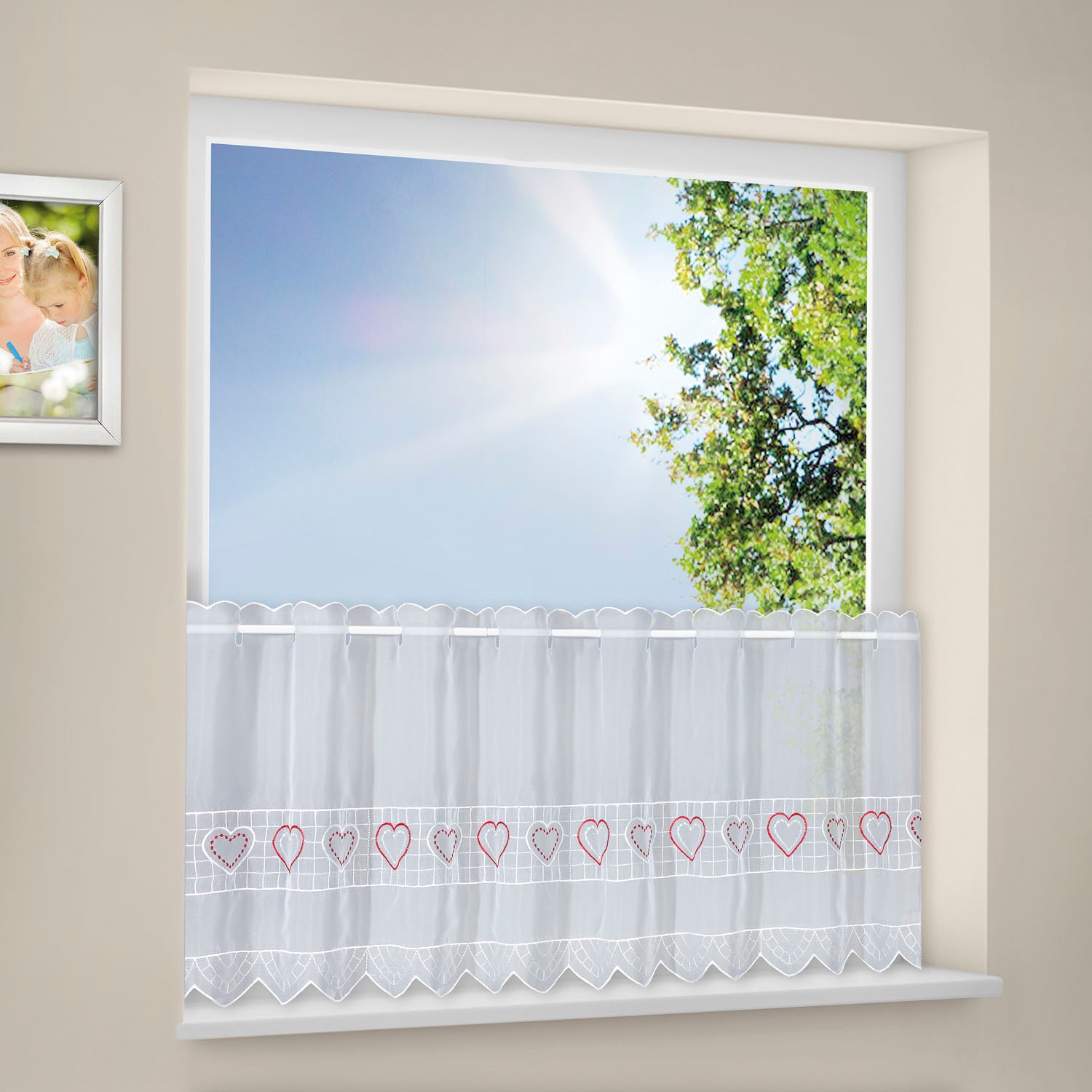 Gerster Scheibengardine »Love«, (1 St.), HxB: 45x150, mit feinem Stickdesign