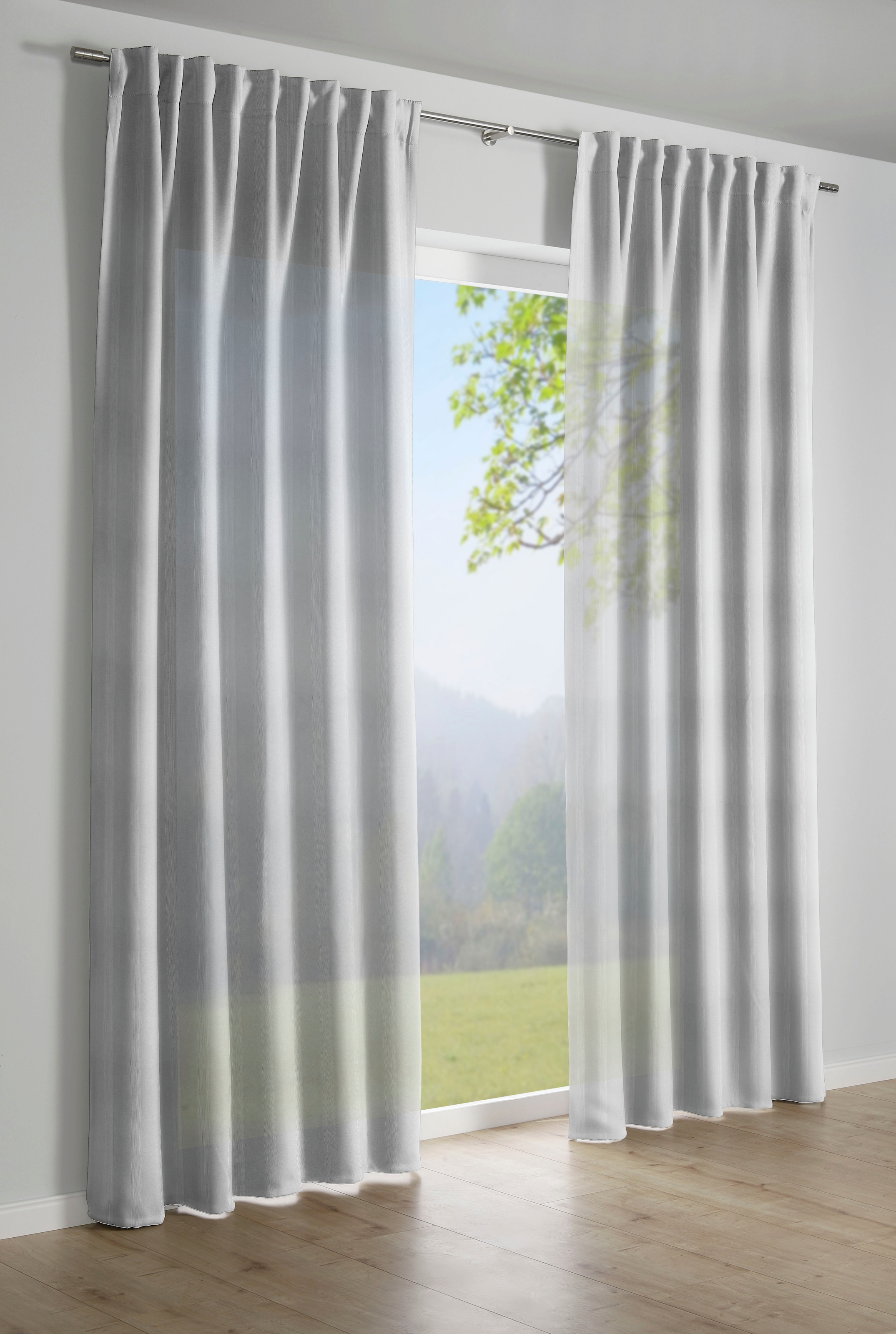 Gardinia Vorhang "Schal mit verdeckter Schlaufe" Gr. 1, weiß, 245cm, verdeckte Schlaufen, 140cm
