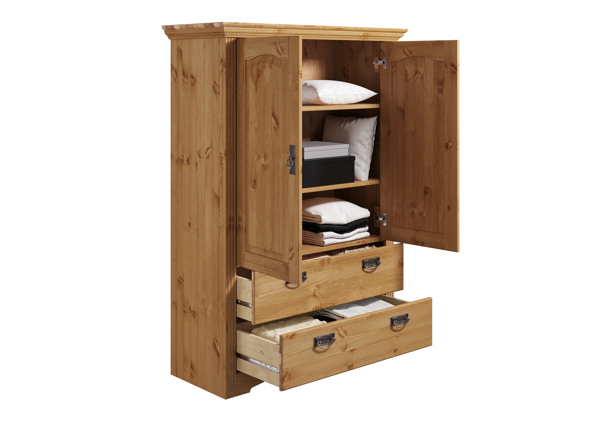 Home affaire Wäscheschrank »Konrad«, (2 Breiten: 94/133 cm H/T ca. 132/39 cm), aus massiver Kiefer, mit viel Stauraum