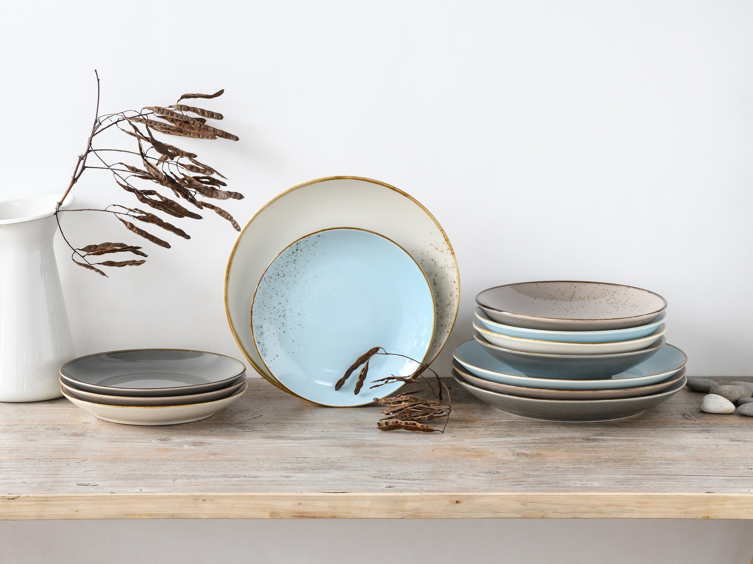 CreaTable Tafelservice »Geschirr-Set NATURE COLLECTION Scandic«, (12 tlg., Teller Set für 4 Personen), Service, 4 Farben im Set, 12 Teile, für 4 Personen