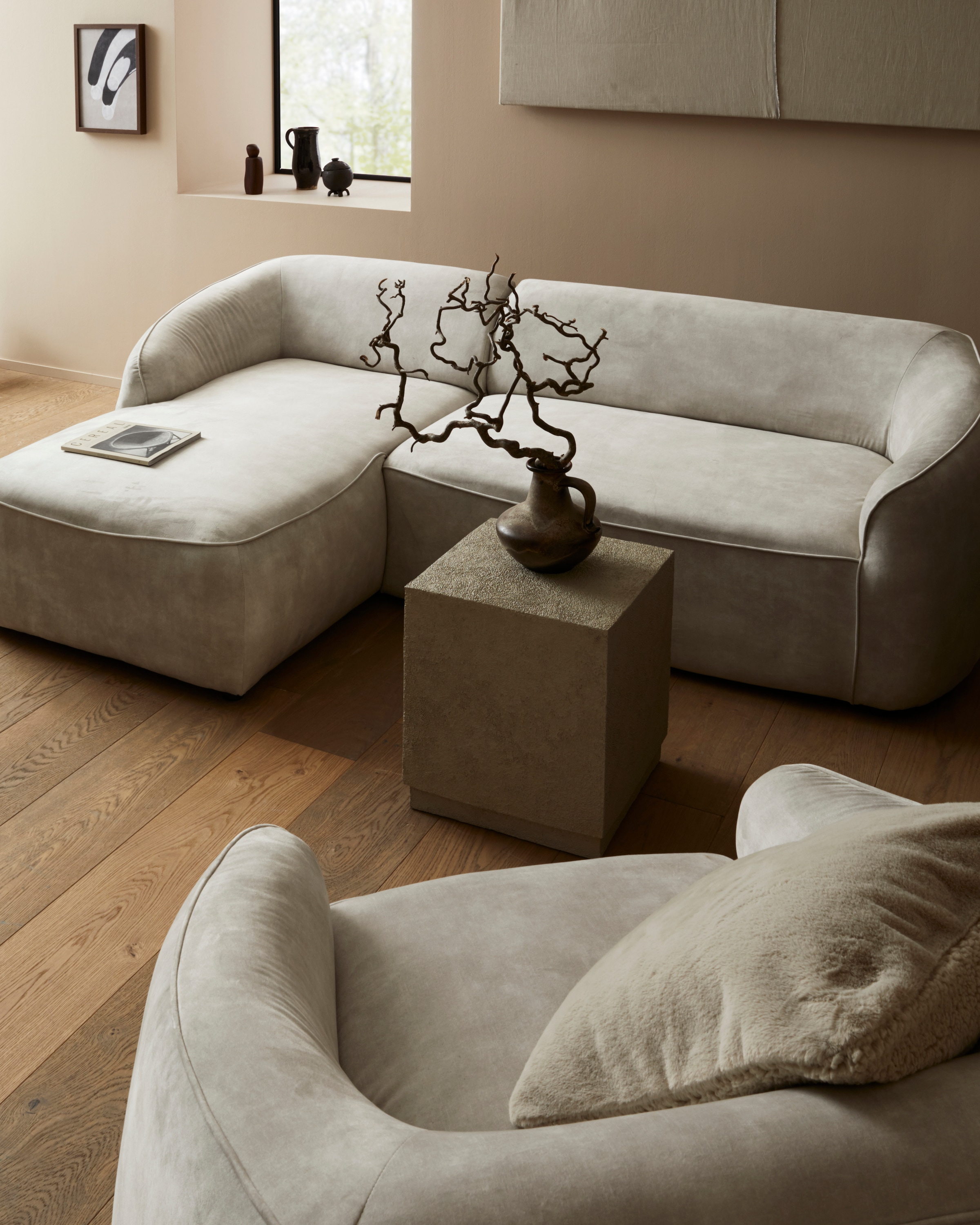 LeGer Home by Lena Gercke Sessel »YANI Relaxsessel, Loungesessel, Maße B/T/H: 127/96/76 cm«, organische Form, mit Wellenunterfederung, auch in Bouclé