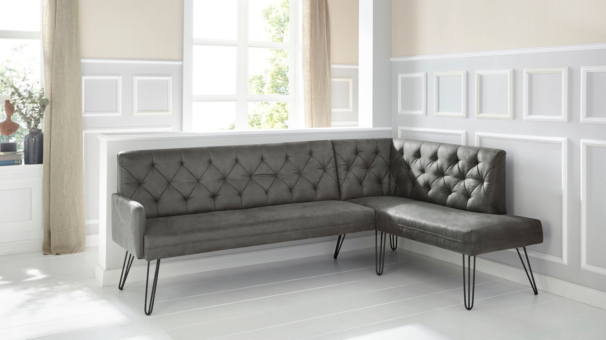 exxpo - sofa fashion Eckbank "Doppio, Chesterfield Optik, komfortabel und b günstig online kaufen