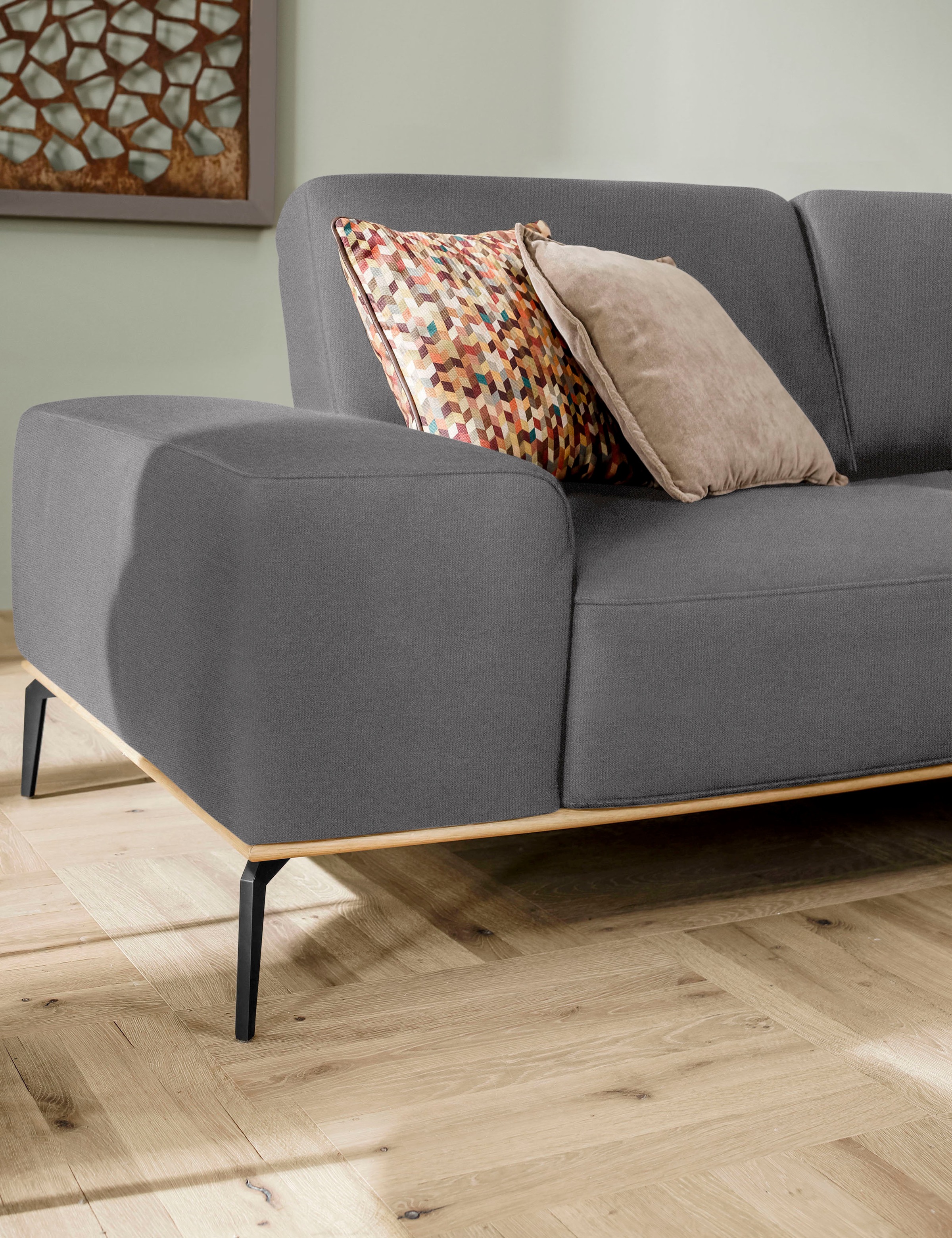 W.SCHILLIG Ecksofa »run, Designsofa mit tollem Sitzkomfort, bequem, L-Form«, mit Holzsockel, Füße in Schwarz pulverbeschichtet, Breite 319 cm