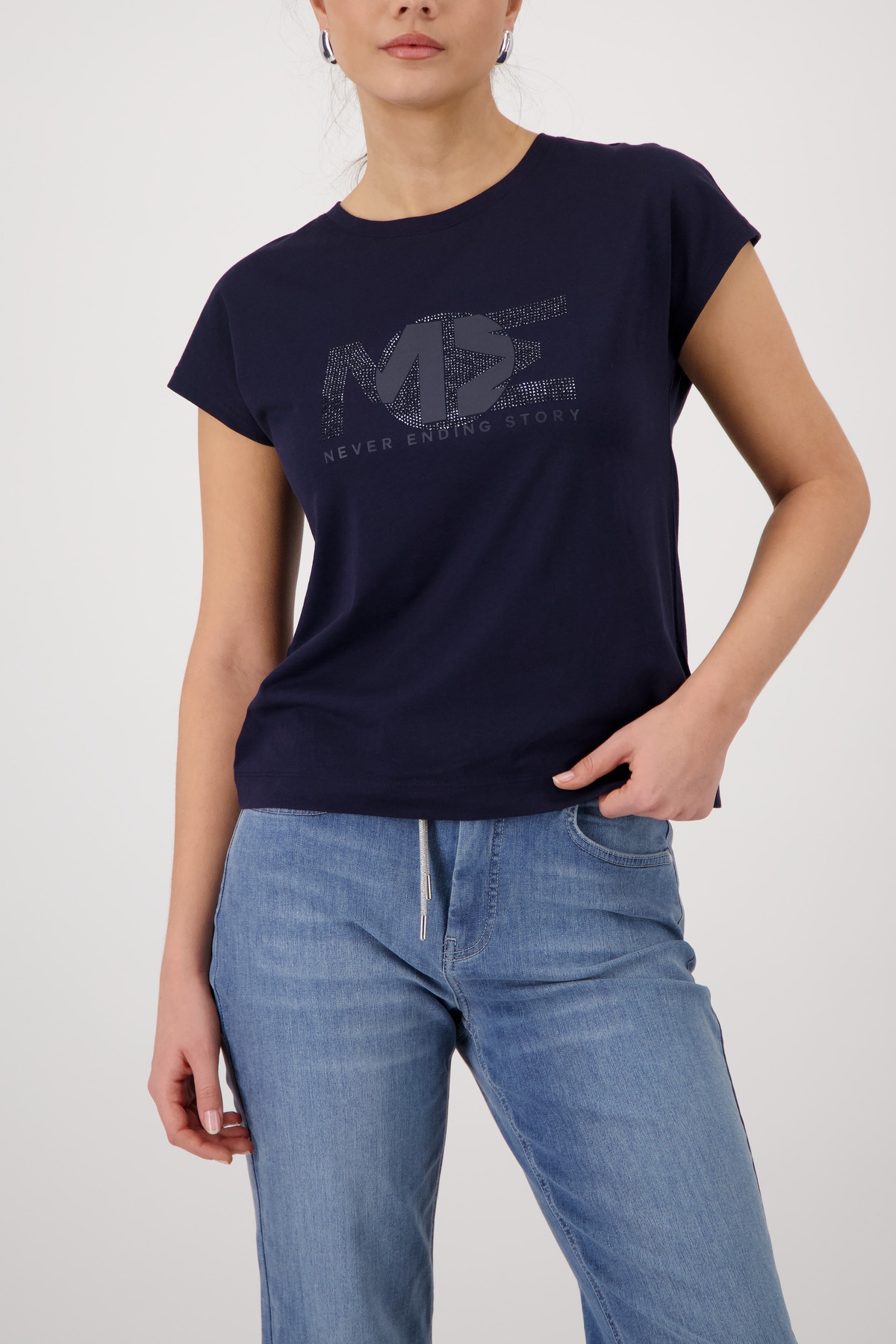 Monari T-Shirt »Shirt Basic Schmuck« Regular fit mit Strasssteinen