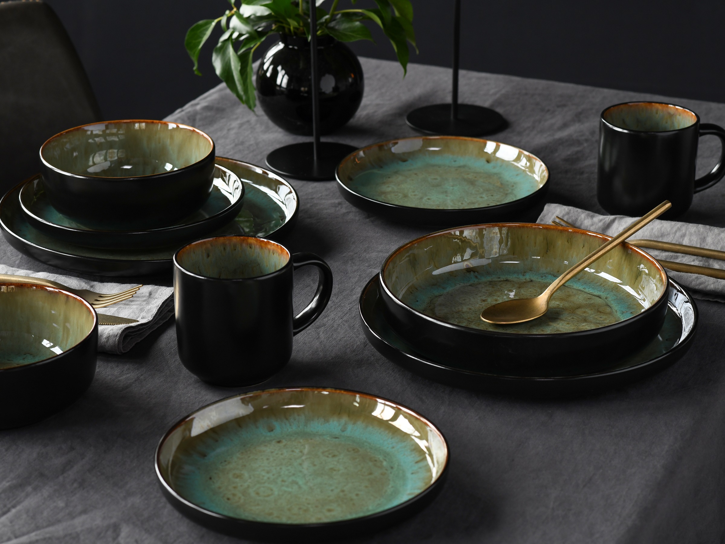 CreaTable Kombiservice »Nordic Fjord«, (Set, 10 tlg.), je 2 Speiseteller, S günstig online kaufen