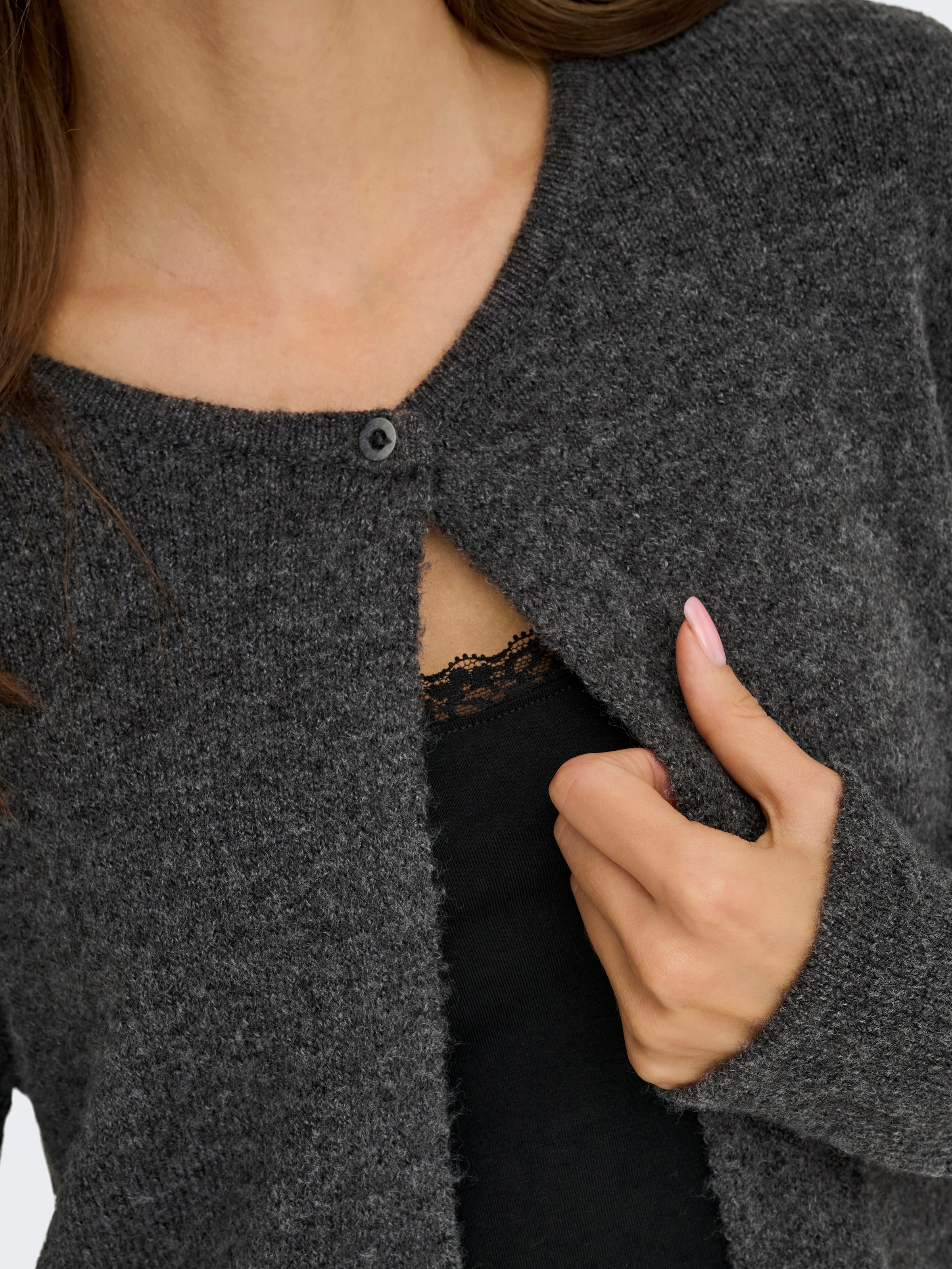 JDY Strickjacke »JDYRUE LIFE L/S ONEBUTTON CARDI KNT NOOS« Materialmix