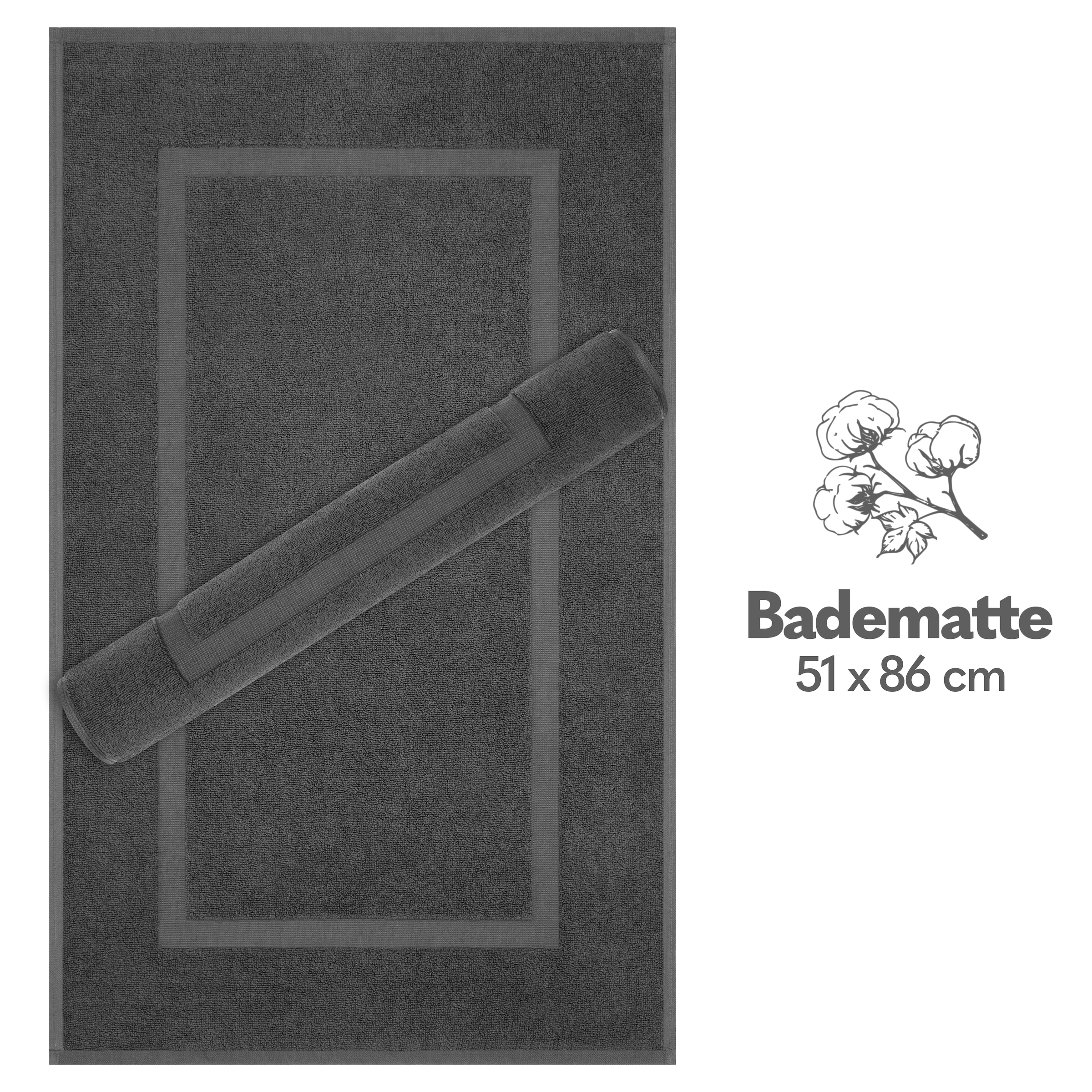 HAMMETEX Badematte »Hotelmatte, Duschvorleger«, rutschhemmend beschichtet, beidseitig nutzbar, 2-teiliges Set, einfarbig, 100% Baumwolle