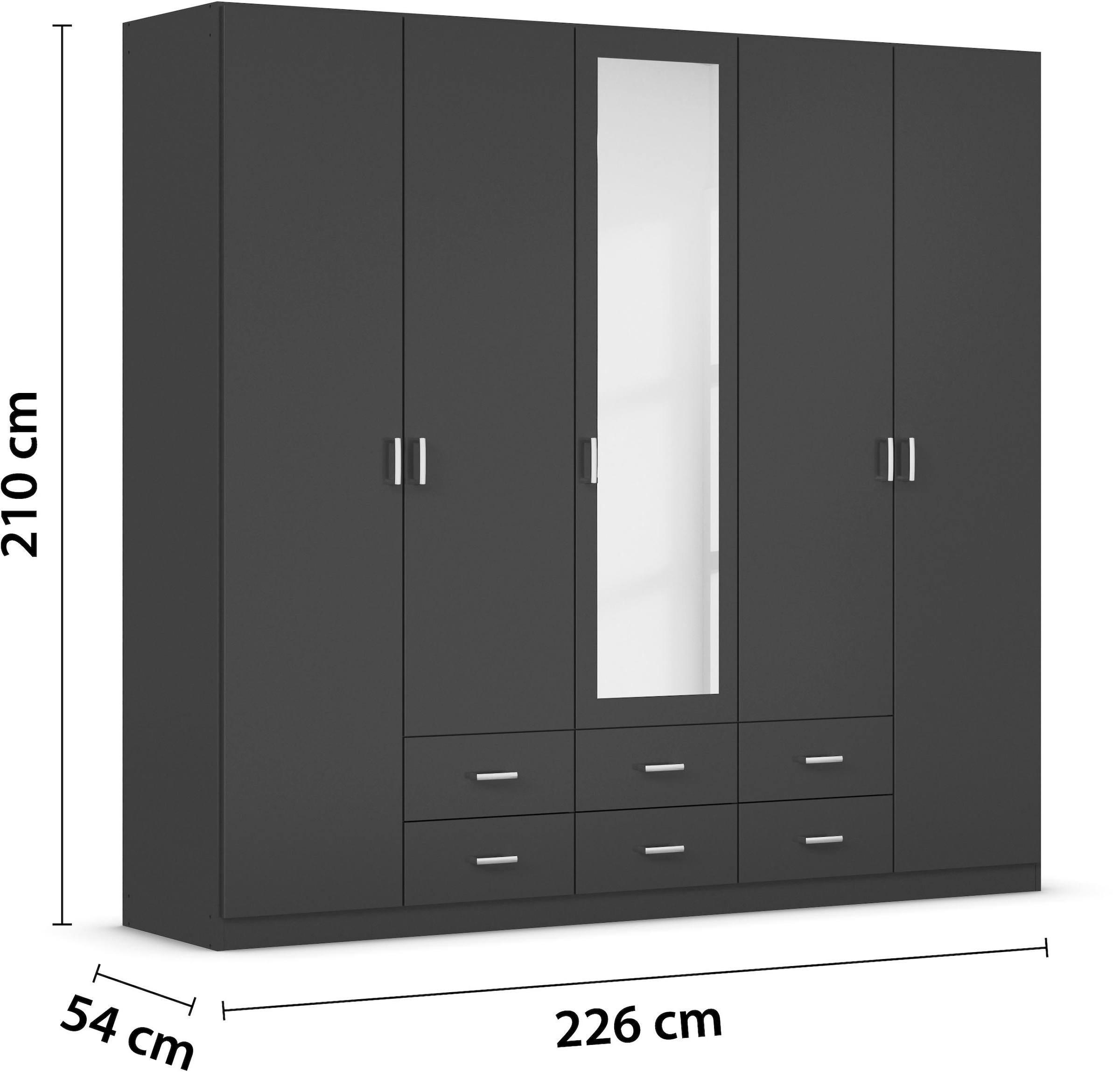 rauch Kleiderschrank »Schrank Garderobe Wäscheschrank GAMMA in 3 Breiten«, viel Stauraum mit 6 Schubladen, mit Spiegel TOPSELLER MADE IN GERMANY