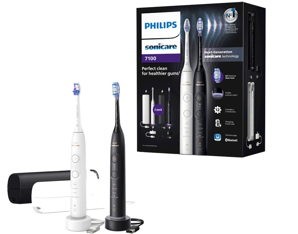 PHILIPS SONICARE Elektrische Zahnbürste »Series 7100 HX7429/02« 2 Stk. Aufsteckbürsten mit Andruckkontrolle, 7 Putzeinstellungen, inkl....