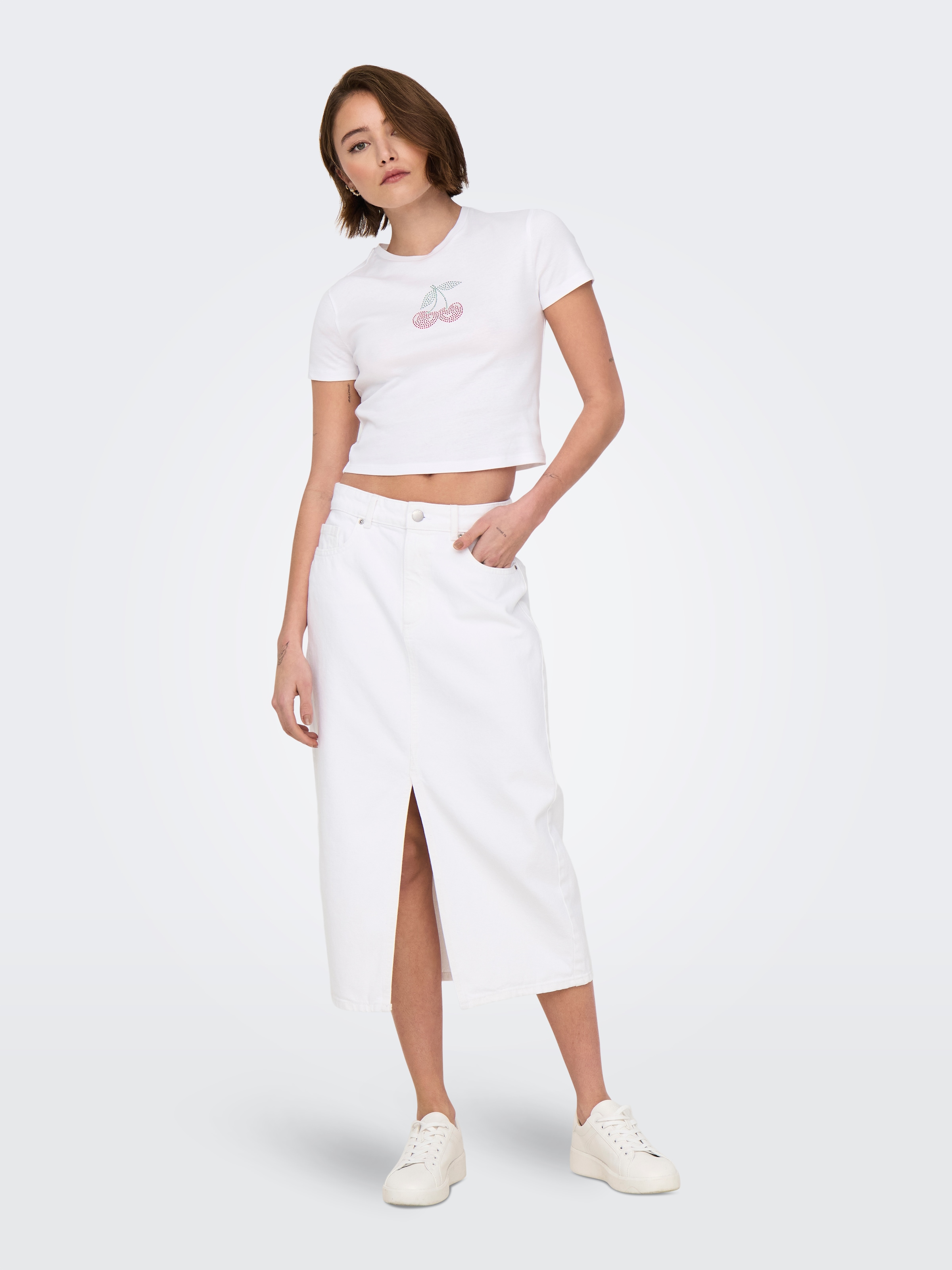 ONLY Kurzarmshirt »ONLKIRA S/S BLING O-NECK SHORT TOP JRS«