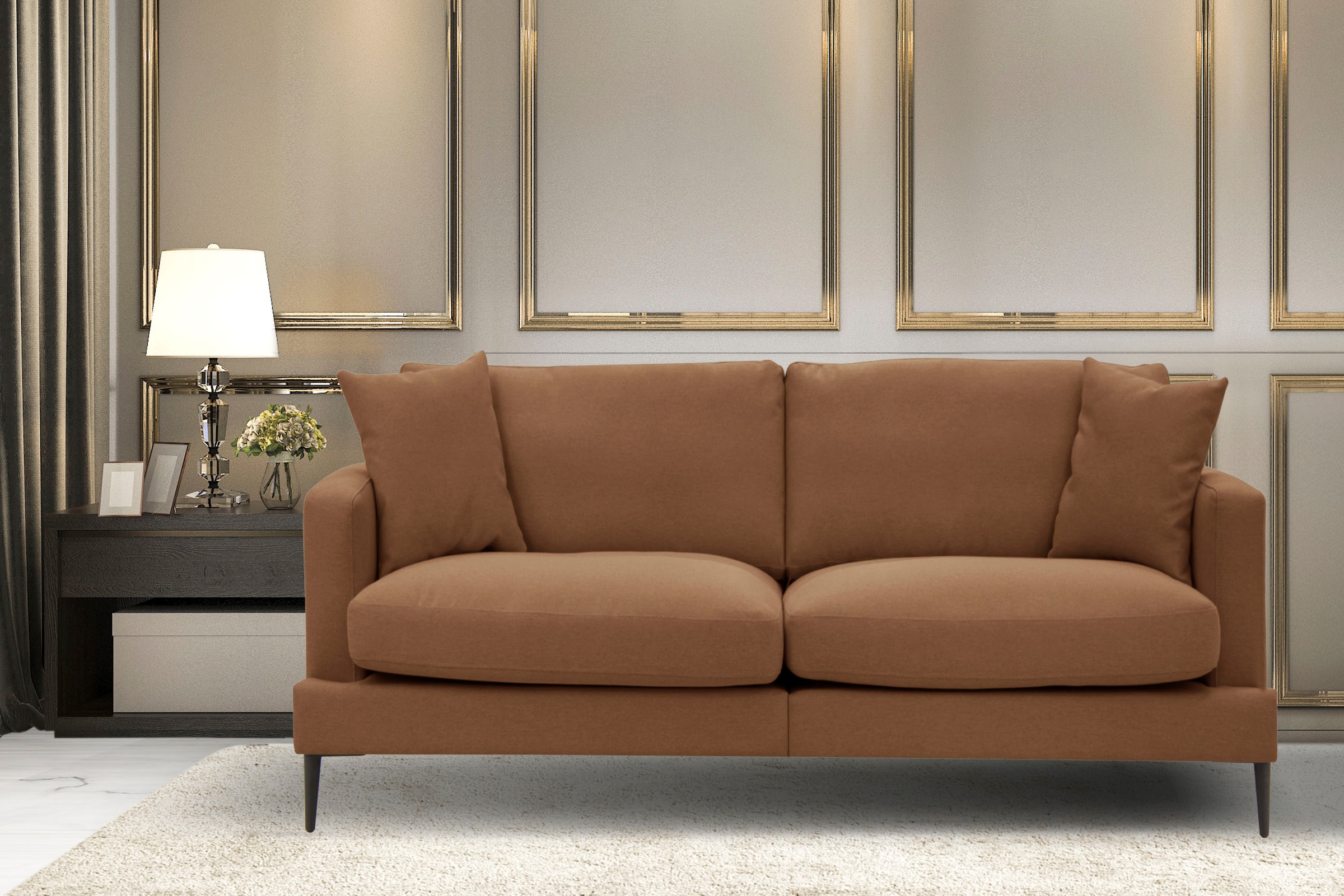 Leonique 2-Sitzer »Cozy elegantes Designsofa, Maße B/T/H: 151/97/80 cm«, mit losen Kissen und Metallbeinen