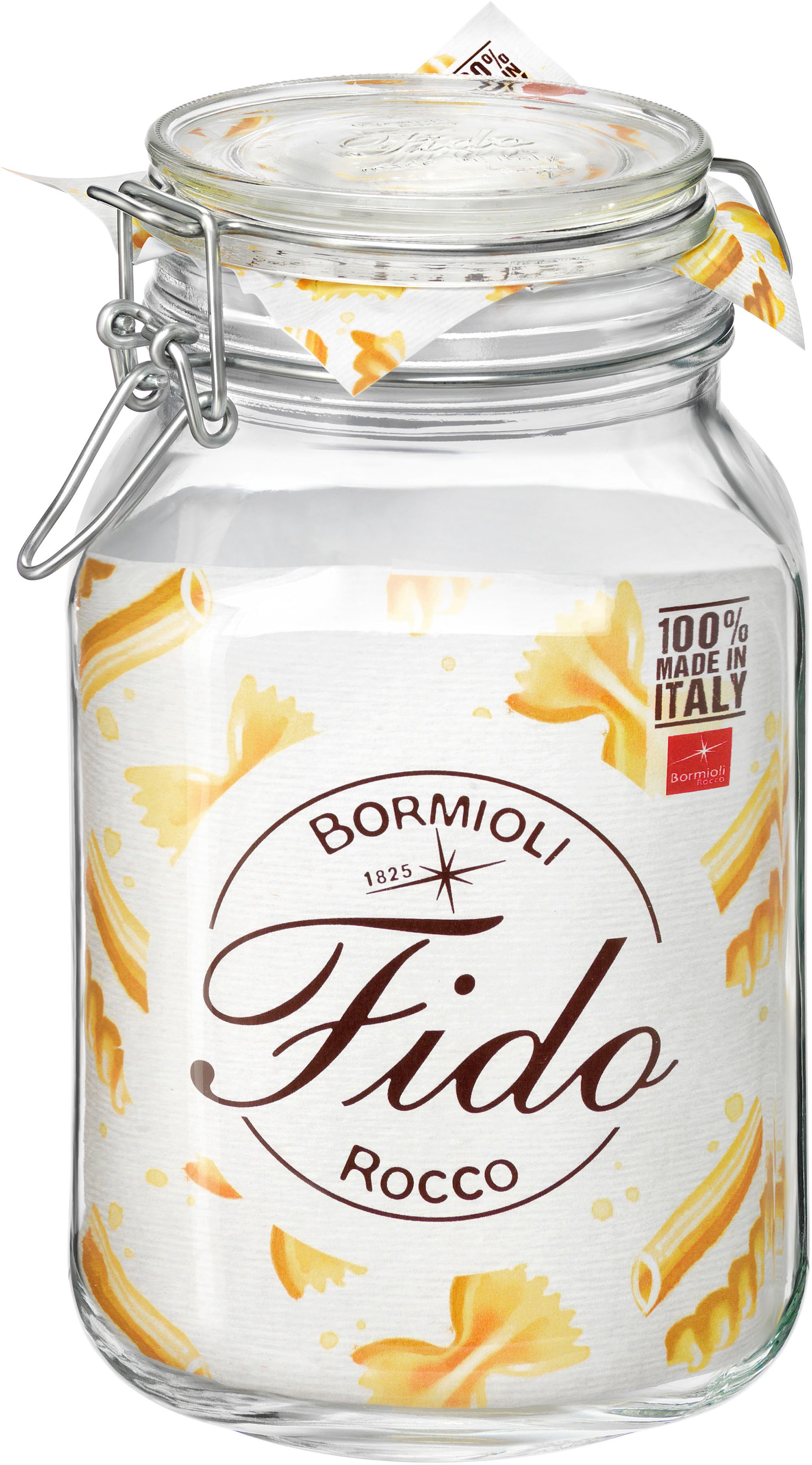 Bormioli Rocco Vorratsglas »Fido«, (Set, 6 tlg., 6 Stück, 2,0l Fassungsvermögen), luftdicht verschließbar, mit Bügelverschluß