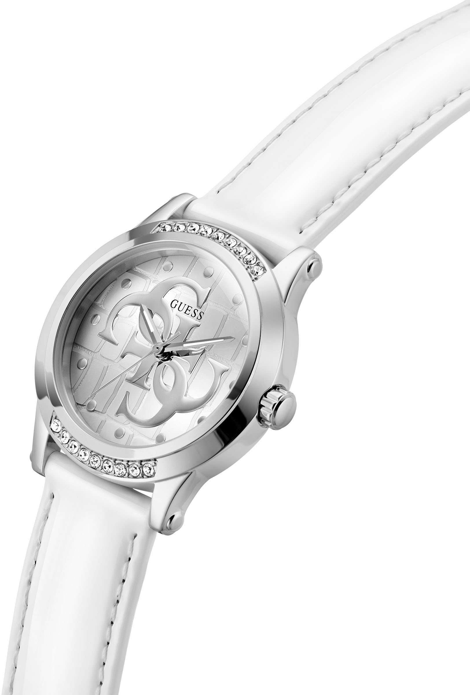 Guess Quarzuhr »ANNETTE«, Armbanduhr, Damenuhr, Lederarmband