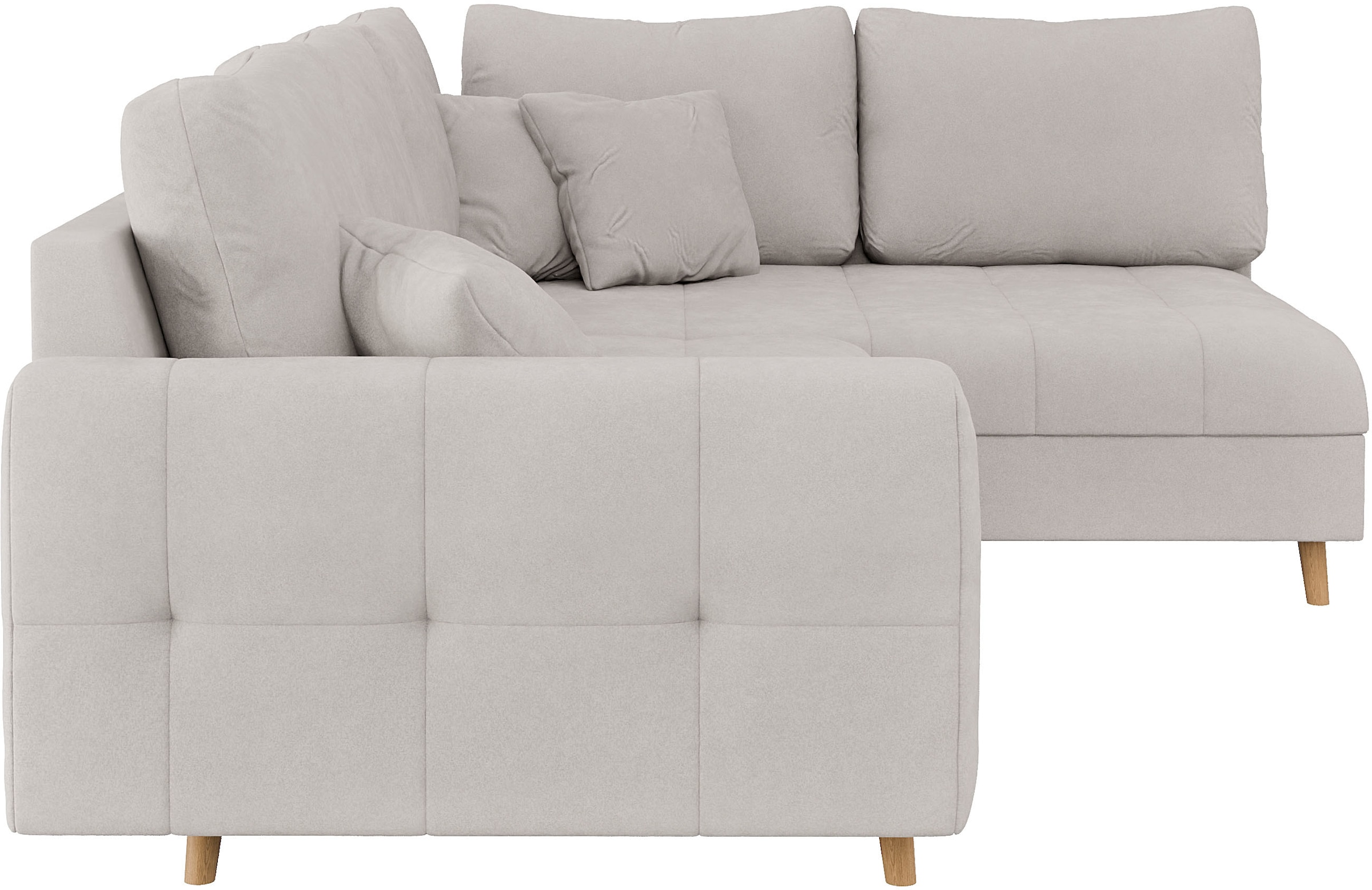 Home affaire Ecksofa »CHARRE L-Form mit Ottomane, Maße B/T/H: 231/161/81 cm«, feine Steppung, lose Rücken- und Zierkissen, auch in Cord und Bouclé