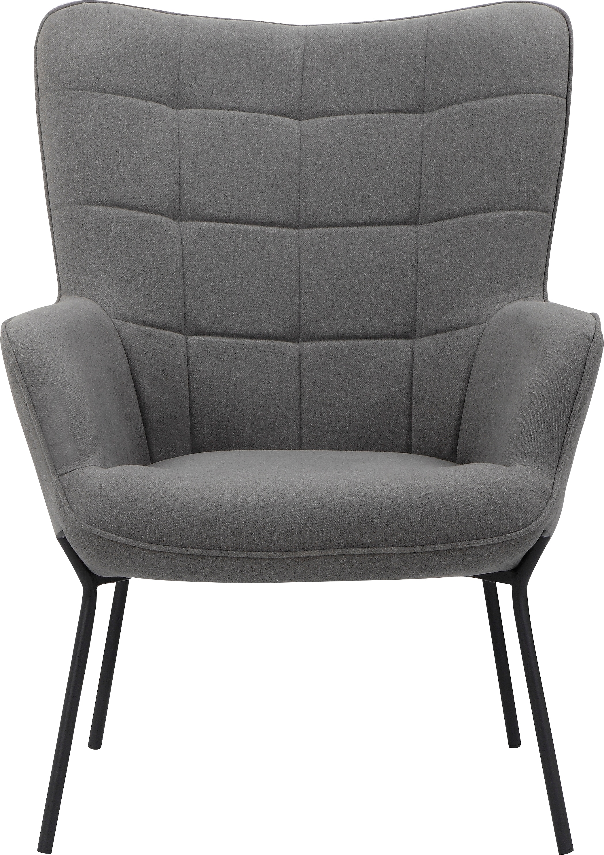 OTTO products Loungesessel »Luukas, Ohrensessel mit Metallbeinen,«, (1 St.), Stoff recyceltes Polyester, Sitz und Rücken gepolstert, Sitzhöhe 46 cm