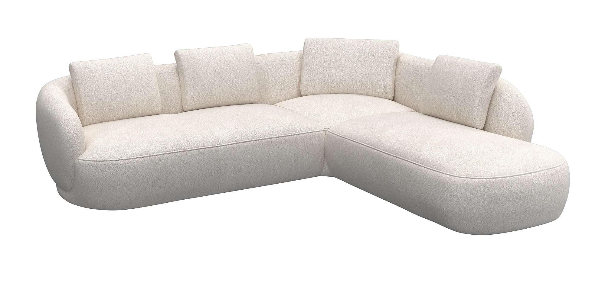 FLEXLUX Ecksofa »Torino, rund, L-Form, Sofa-Ecke mit Ottomane«, Modernes, o günstig online kaufen
