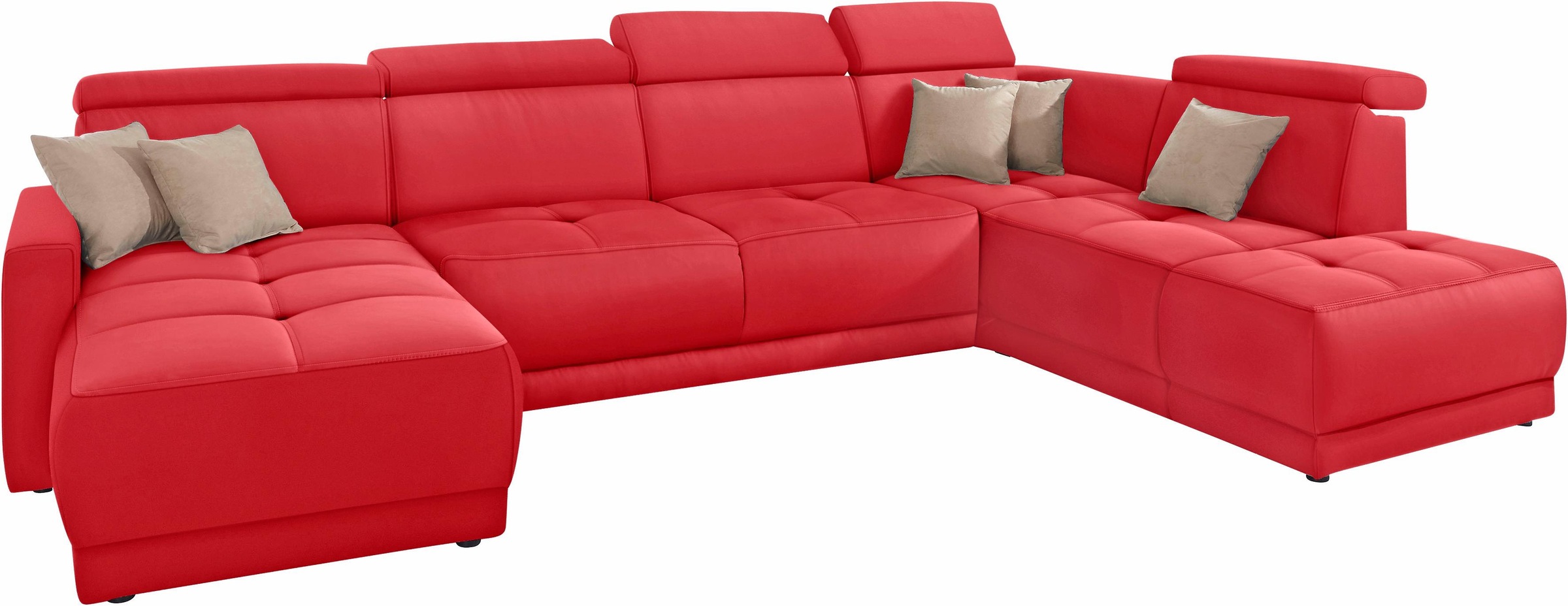 DOMO collection Wohnlandschaft »Ava moderne Sitzheftung mit toller Doppelnaht, komfortabel, U-Form«, mit Federkern, wahlweise mit Kopfteilverstellungen