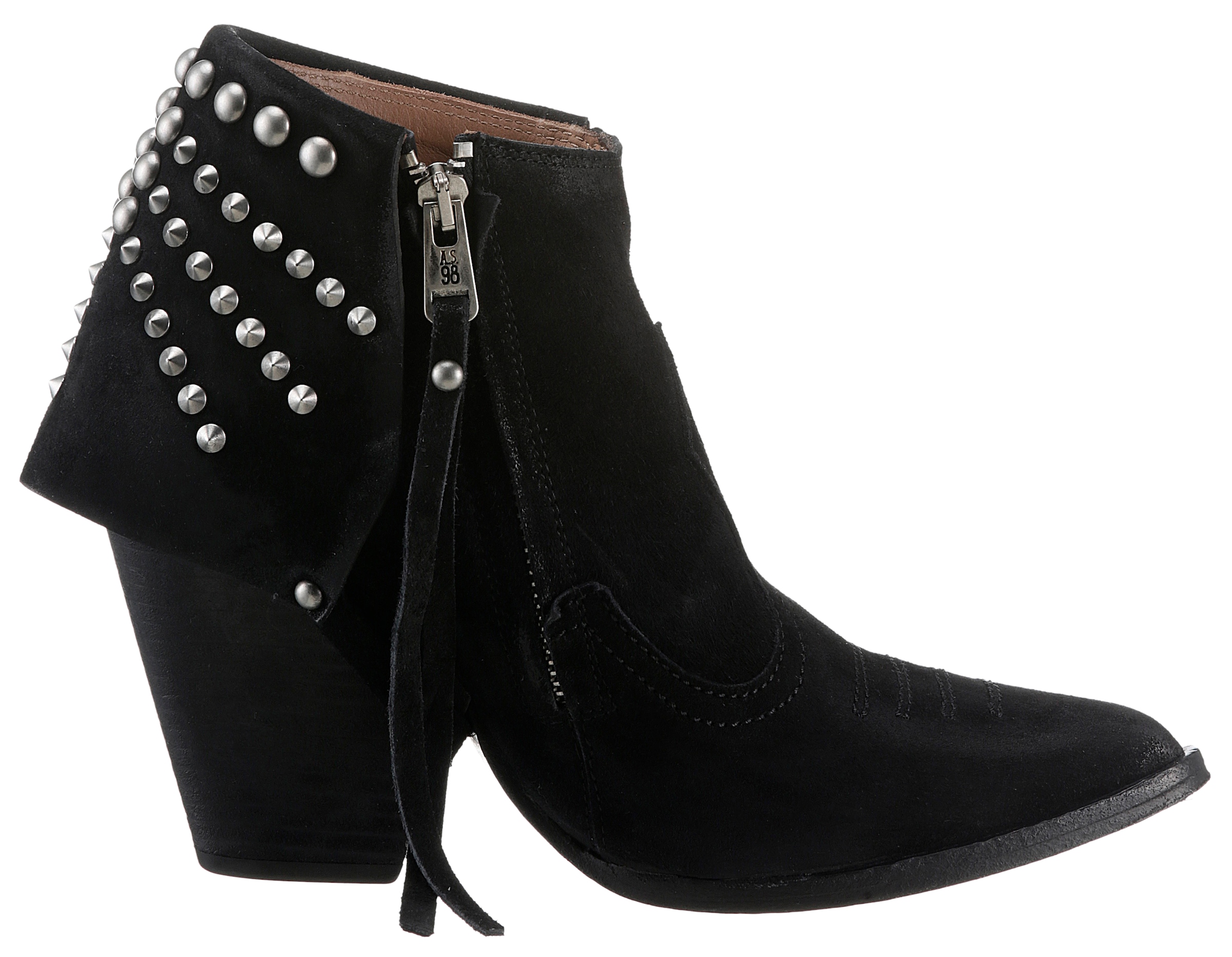 A.S.98 High-Heel-Stiefelette »BELIVE«, Abendmode, Ankle-Boots mit Nieten und Ziernähten