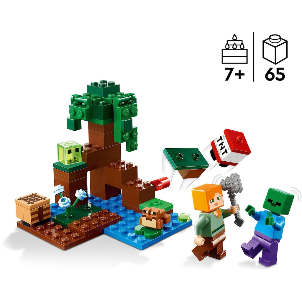 LEGO® Konstruktionsspielsteine »Das Sumpfabenteuer (21240), LEGO® Minecraft«, (65 St.), Made in Europe