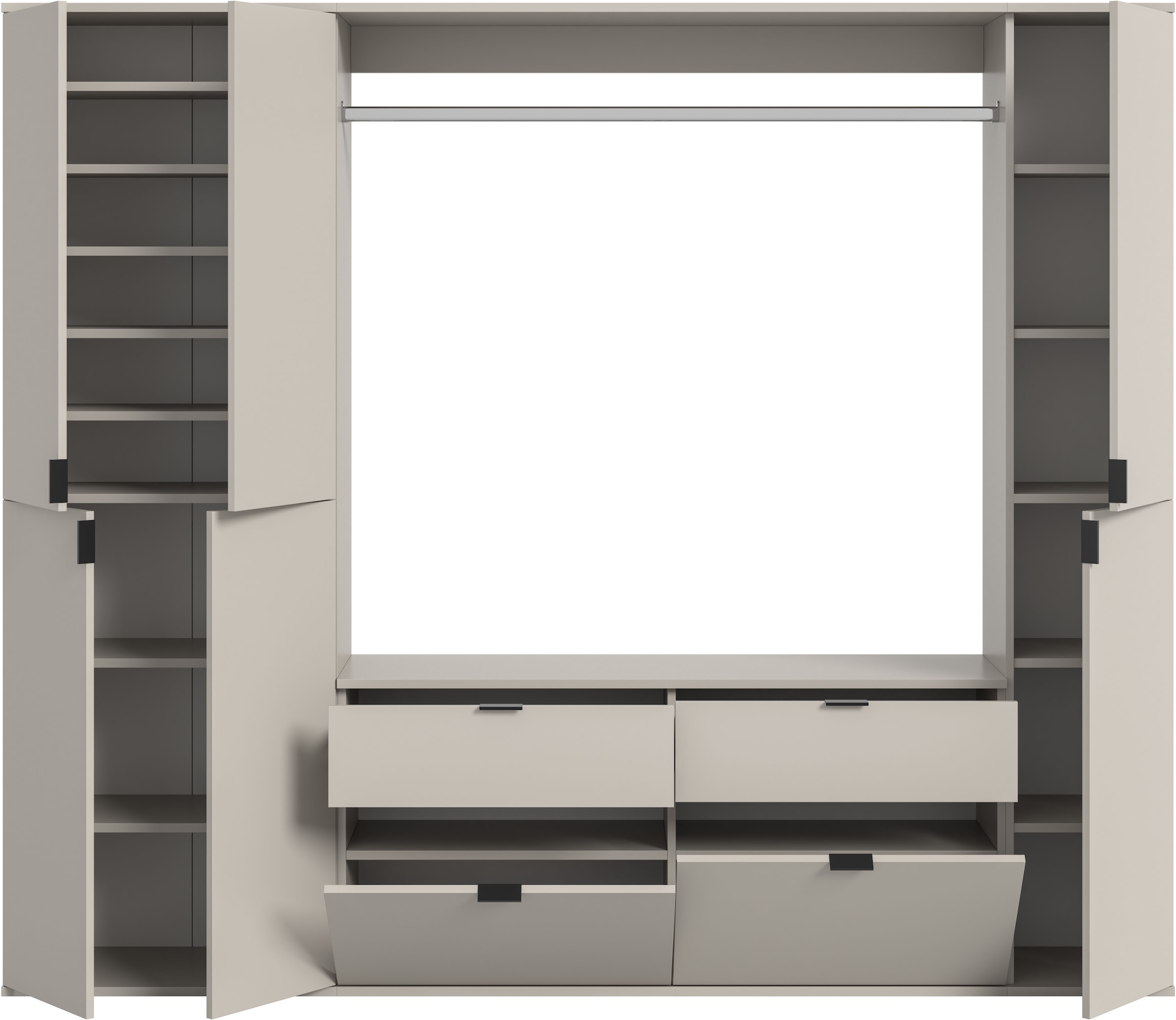 Home affaire Garderoben-Set »TRONDHEIM, 5-teilig, Breite 212cm, individuell platzier- & erweiterbar« Set, bestehend aus: 2x Garderobenschrank & 3-tlgs. Zwischenbauelement, 4 Stk. tlg.