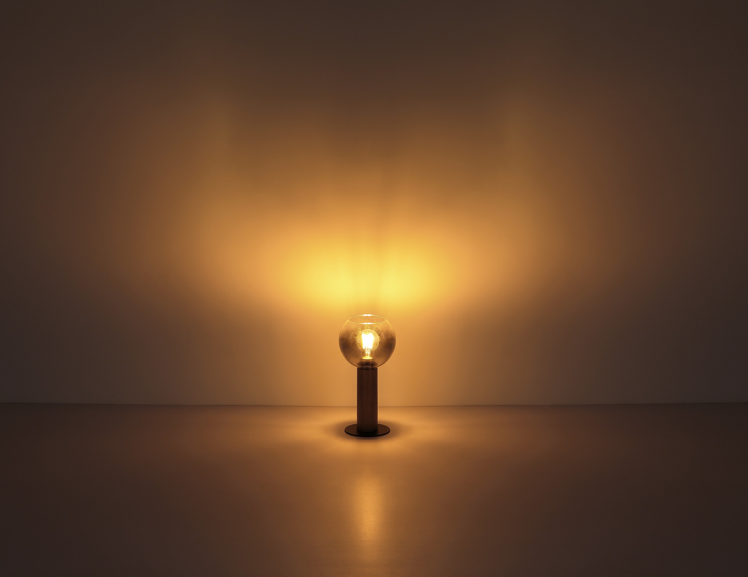 GLOBO LIGHTING Tischleuchte »MOITAS«, Leuchtmittel E27 | ohne Leuchtmittel, Tischlampe/Holz/Glas rauchfarben/Wohnzimmer/Schlafzimmer