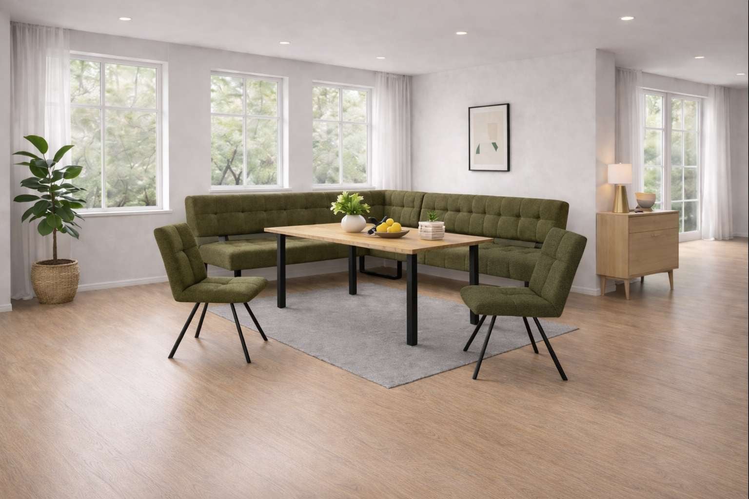 Home affaire Esszimmerstuhl »Mia Essstuhl, Wohnstuhl, Polsterstuhl, 4-Fußstuhl« (Set) 2 Stk.mit schwarz pulverbeschichteten Metallbeinen, gepolstert, modern