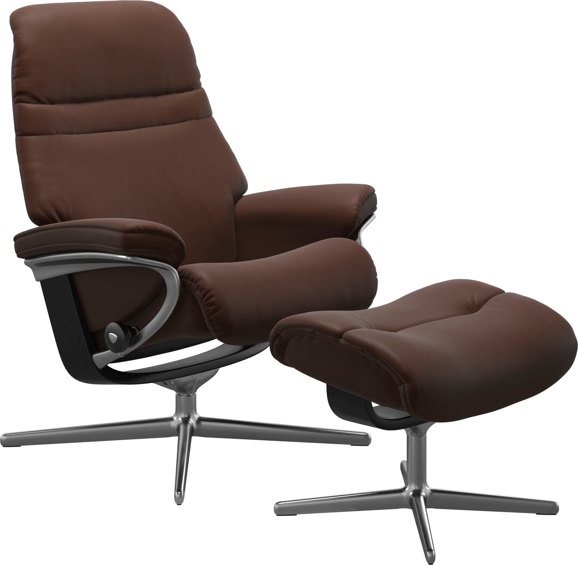 Stressless® Relaxsessel »Sunrise«, (Set, Relaxsessel mit Hocker), mit Hocker, mit Cross Base, Größe S, M & L, Holzakzent Schwarz
