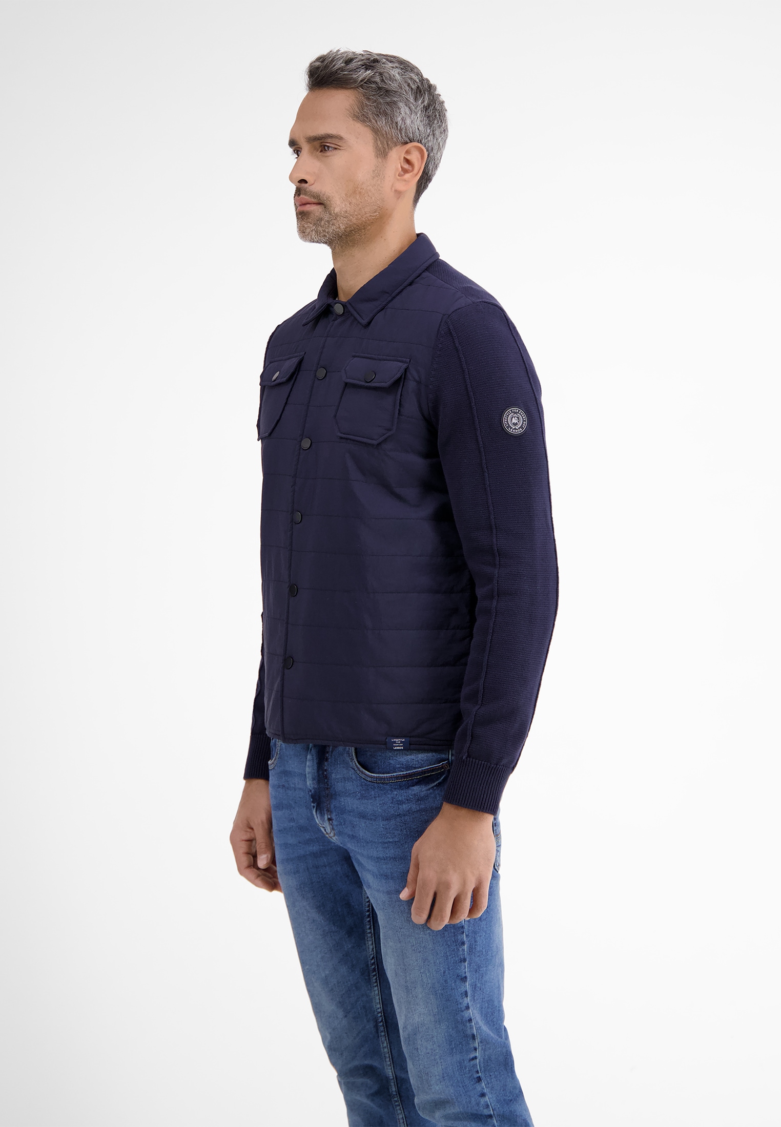 LERROS Strickjacke »LERROS Strickjacke mit Nylon-Steppoptik«