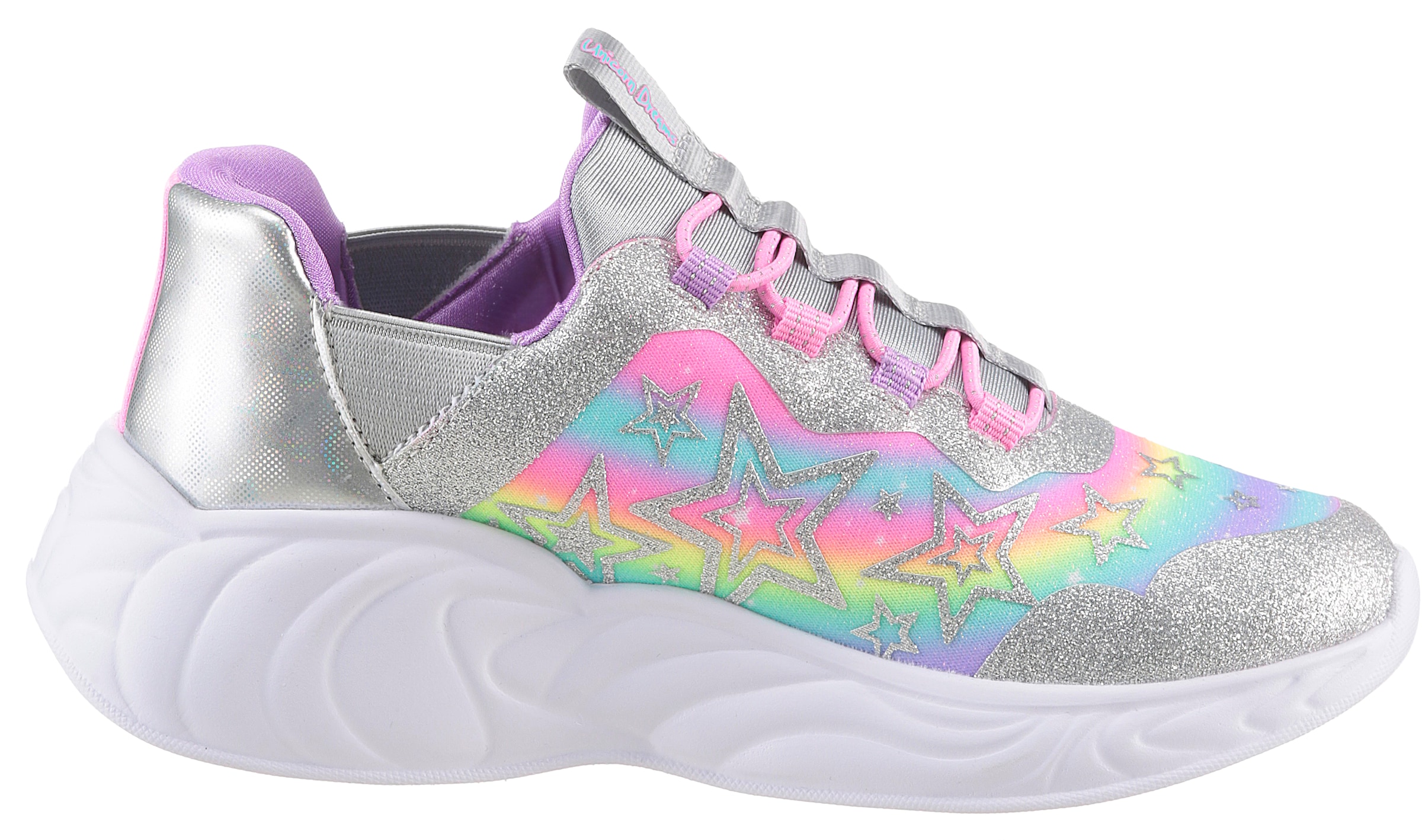 Skechers Slip-On Sneaker »UNICORN DREAMS LIGHTS«, Glitzer,-Blinkschuh zum Schlupfen, Größenschablone zum Download