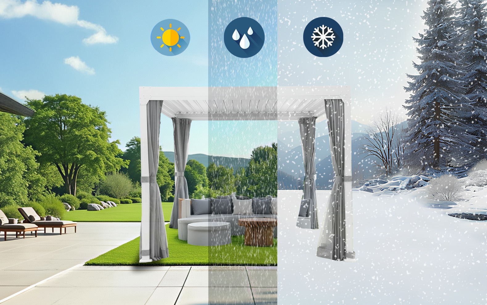 KONIFERA Pavillon »Palma«, Pergola, mit Lamellendach, Sockelmaß: 300x300 cm oder 400x300 cm