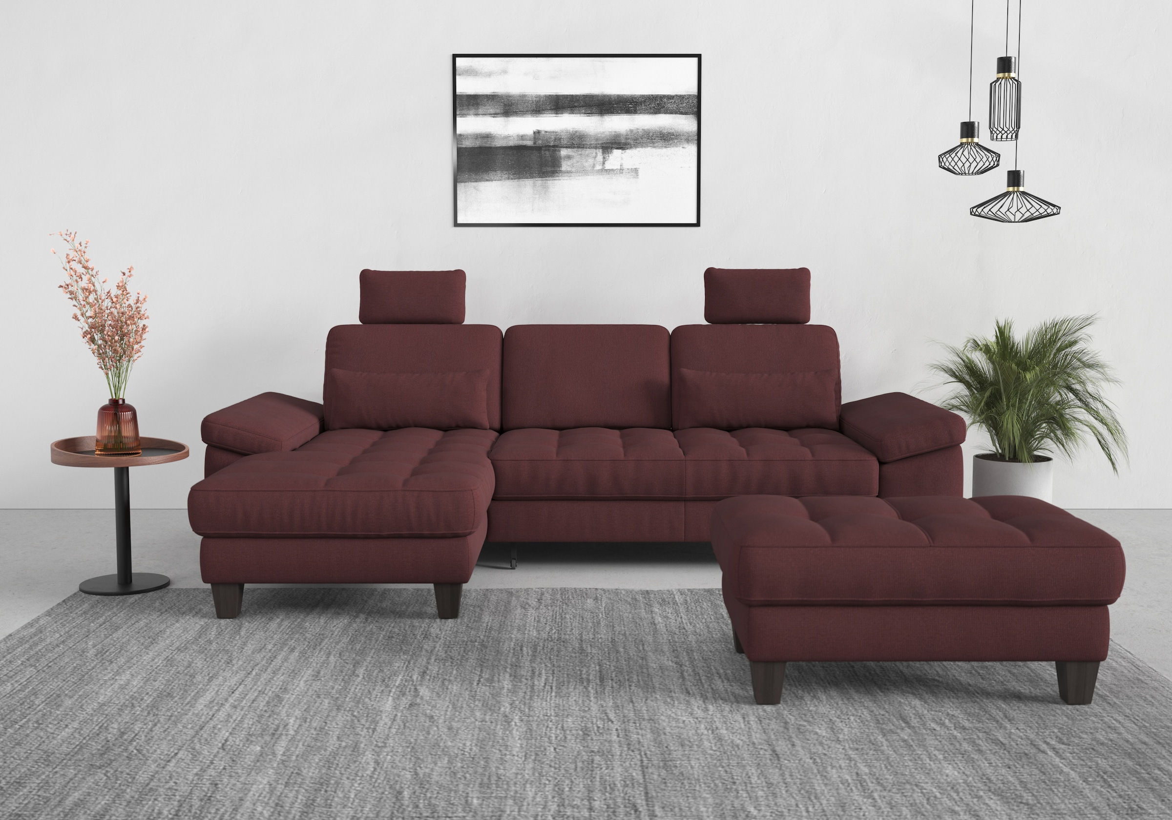 sit&more Ecksofa »Westham L-Form«, Recamiere, mit oder ohne Bettfunktion, Bettkasten, Füße wengefarben