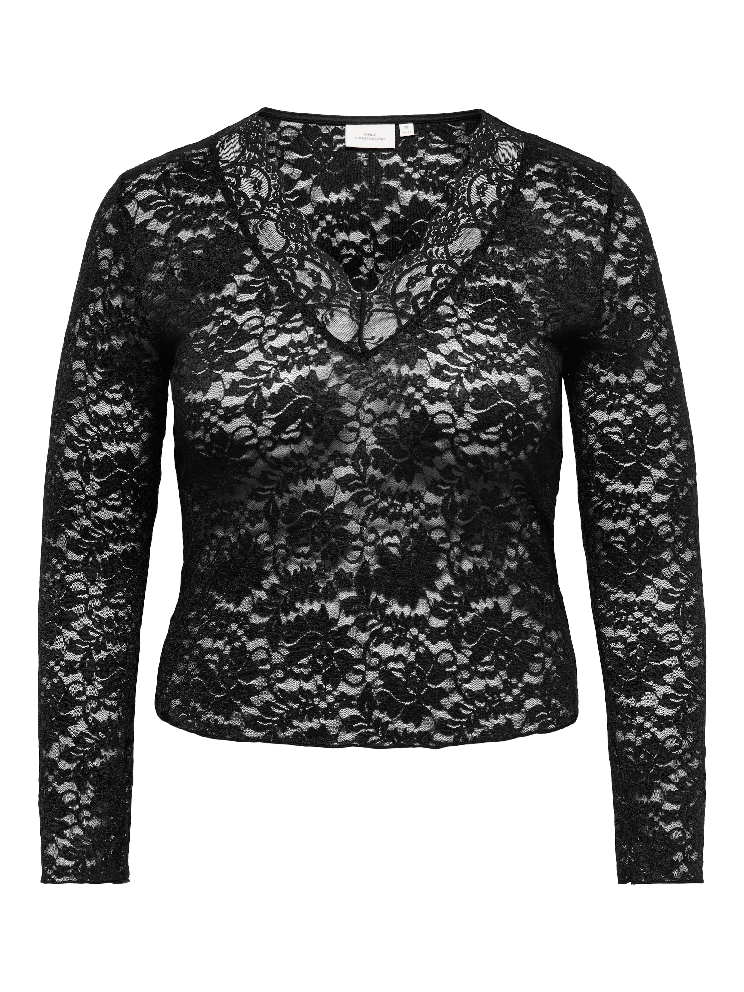 ONLY CARMAKOMA Langarmshirt »CARNIKKA L/S LACE TOP JRS NOOS« Kunstfaser
