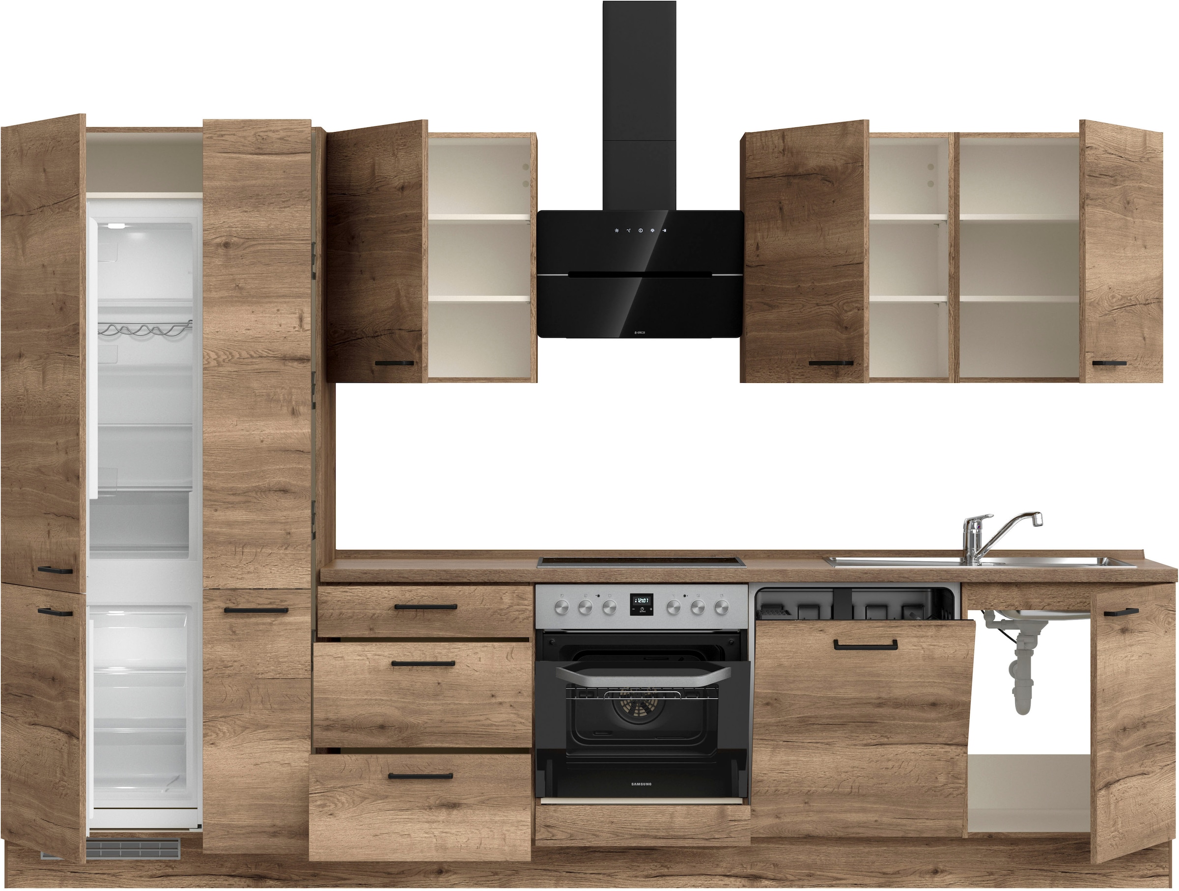 nobilia® Küchenzeile »"Structura II"«, vormontiert, Ausrichtung wählbar, Breite 330 cm, wahlw. mit E-Geräten