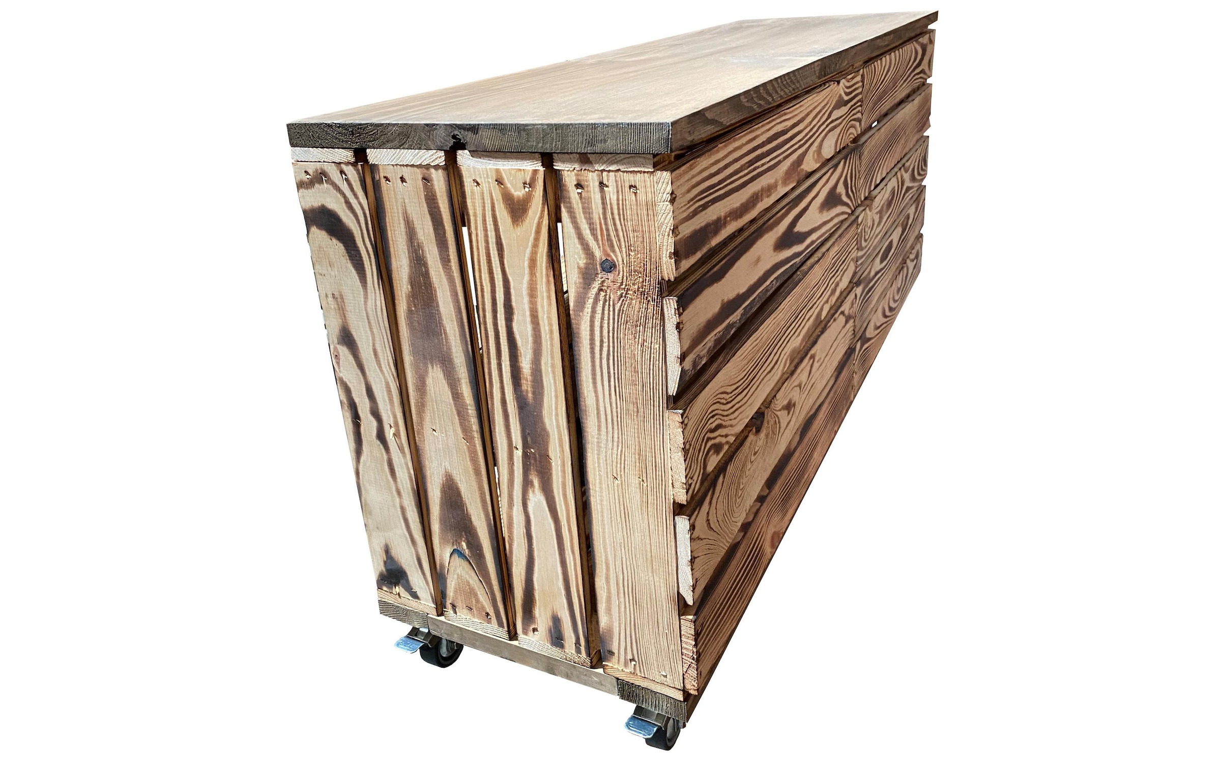 Holz Zollhaus Mehrzweckregal »auf Rollen Vintage, Braun geflammt, 100 x 50 cm«